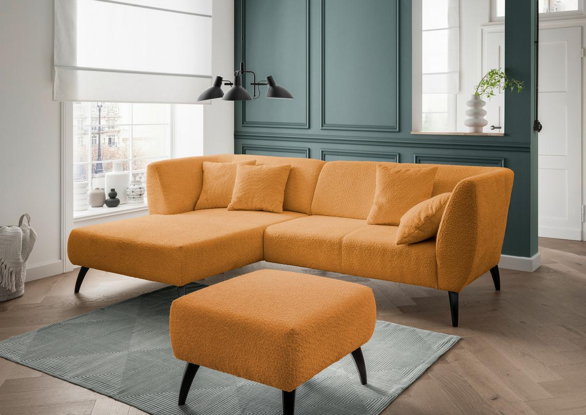 Ecksofa Colori Goldfarben S: 160/264 cm - Goldfarben/Schwarz, MODERN, Holz/Textil (160/264cm) - MID.YOU