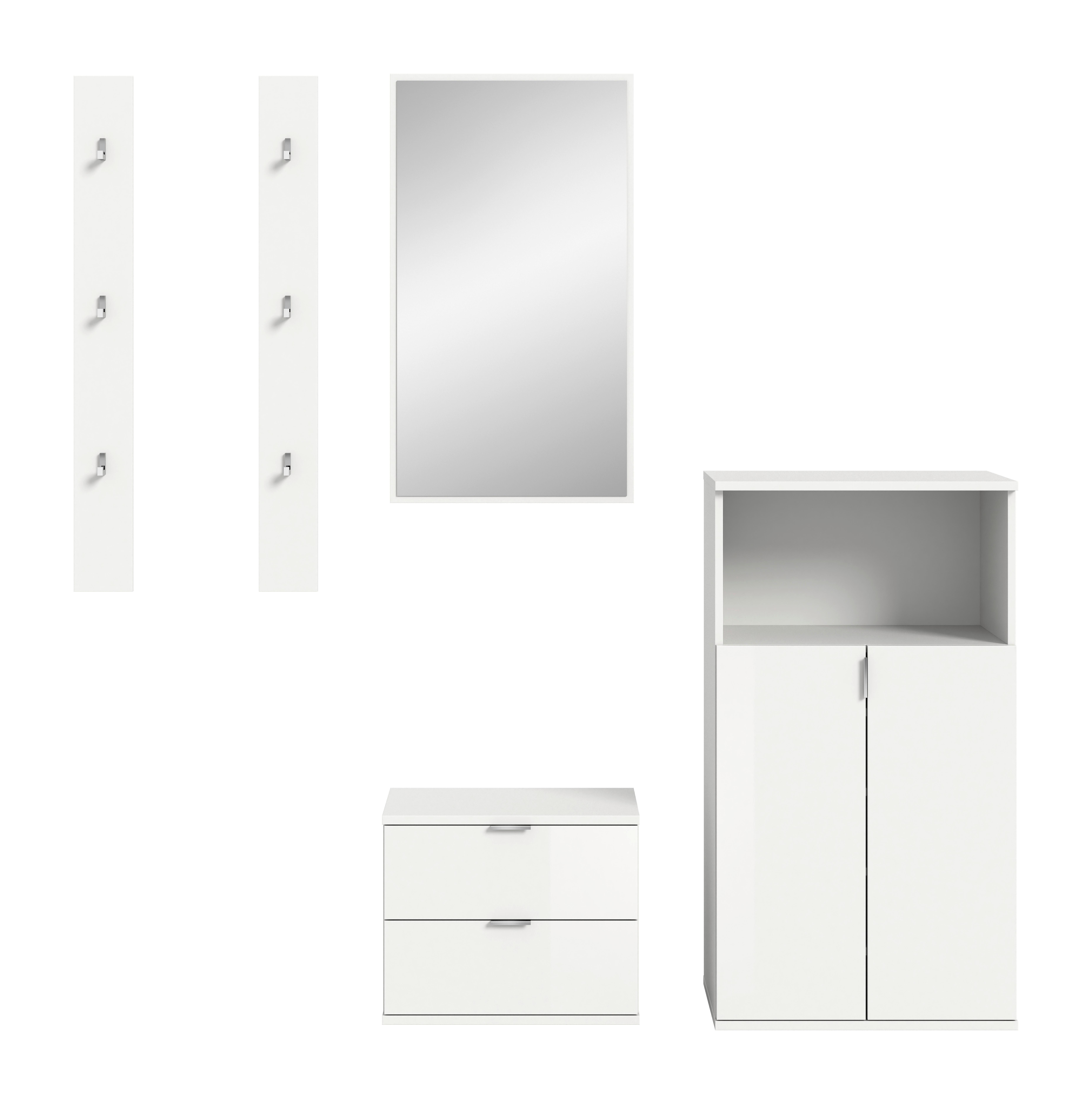 Garderobe Projekt X Weiß B: 179 cm - Weiß Hochglanz/Weiß, Design, Holzwerkstoff (179/193/37cm) - Livetastic