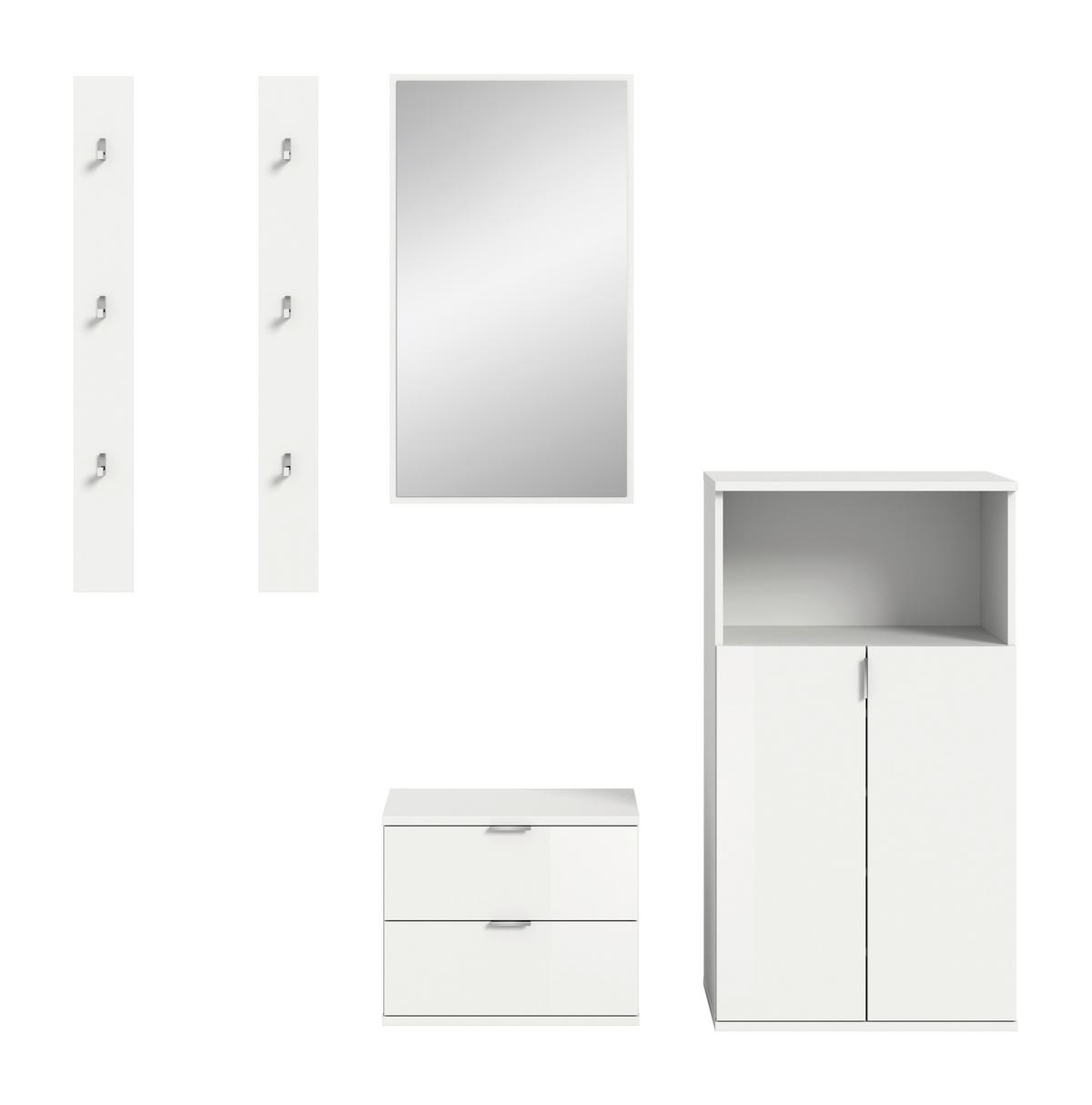 Garderobe Projekt X Weiß B: 179 cm - Weiß Hochglanz/Weiß, Design, Holzwerkstoff (179/193/37cm) - Livetastic