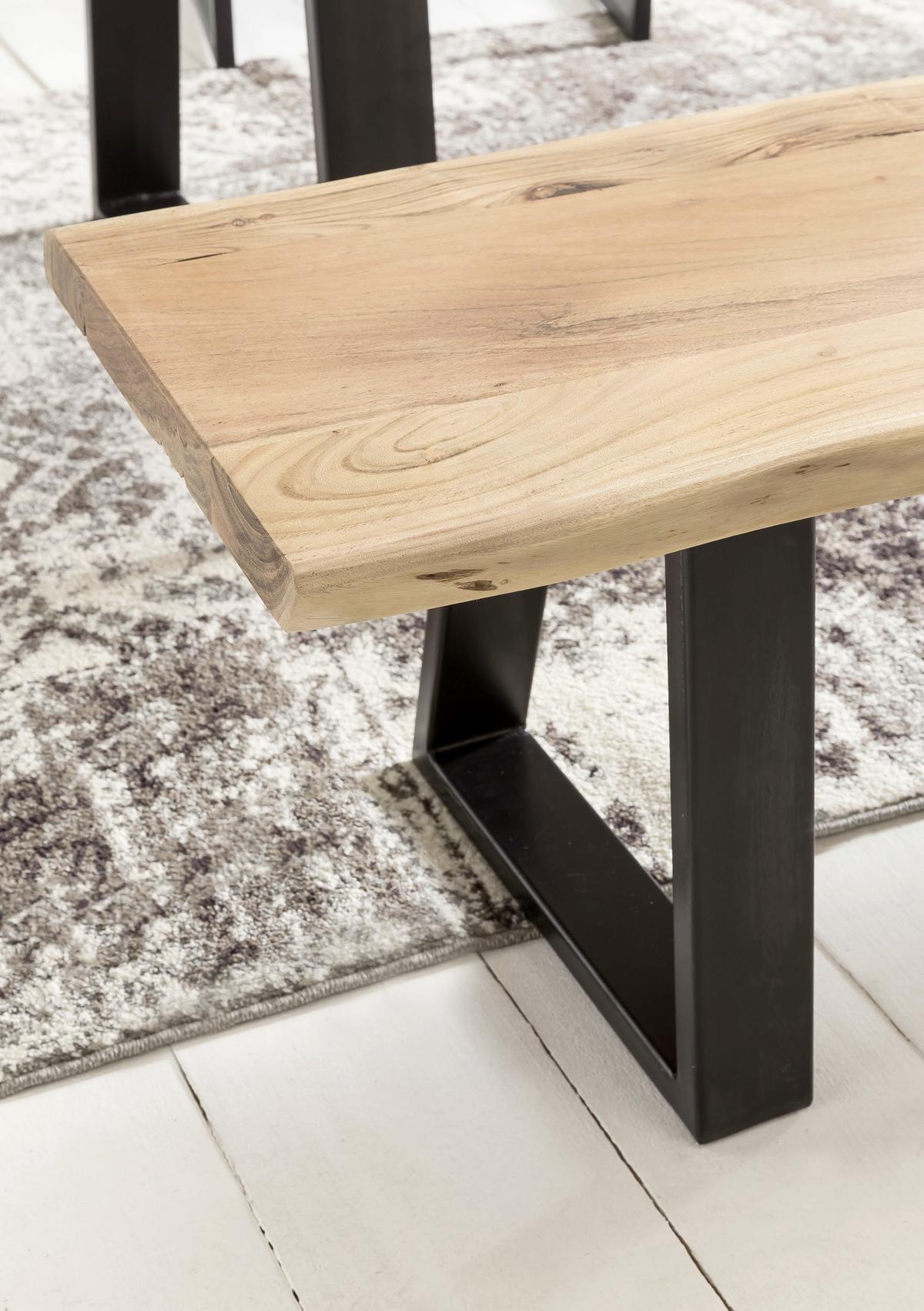 Lavica z masívneho dreva Gaya š: ca. 160 cm - čierna/farba akácie, Design, kov/drevo (160/45/40cm) - MID.YOU