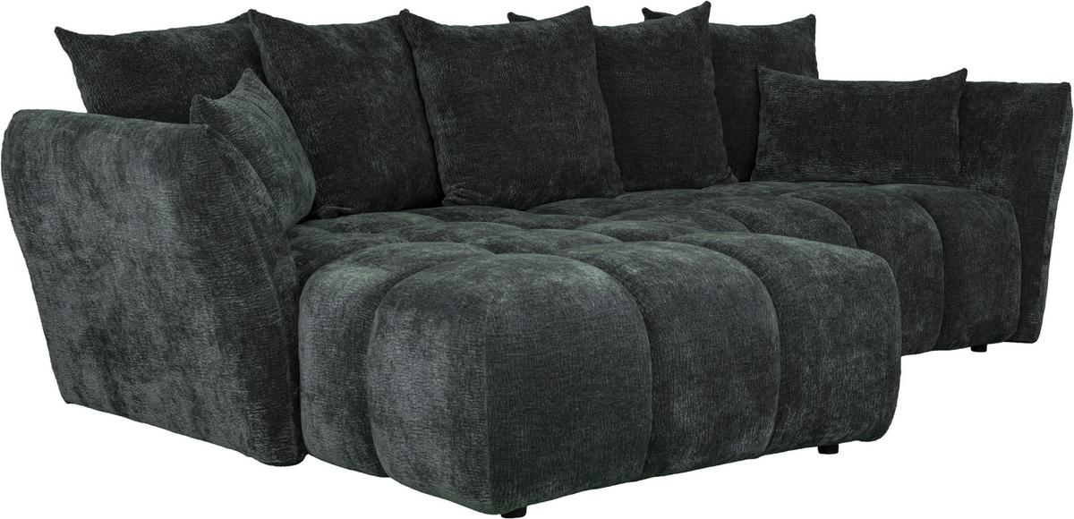 Univerzálna sedačka CAMMELLIO, tm.zelená ženilka, 7 vankúšov - čierna/tmavozelená, Modern, textil (296/75-95/189cm) - Mömax