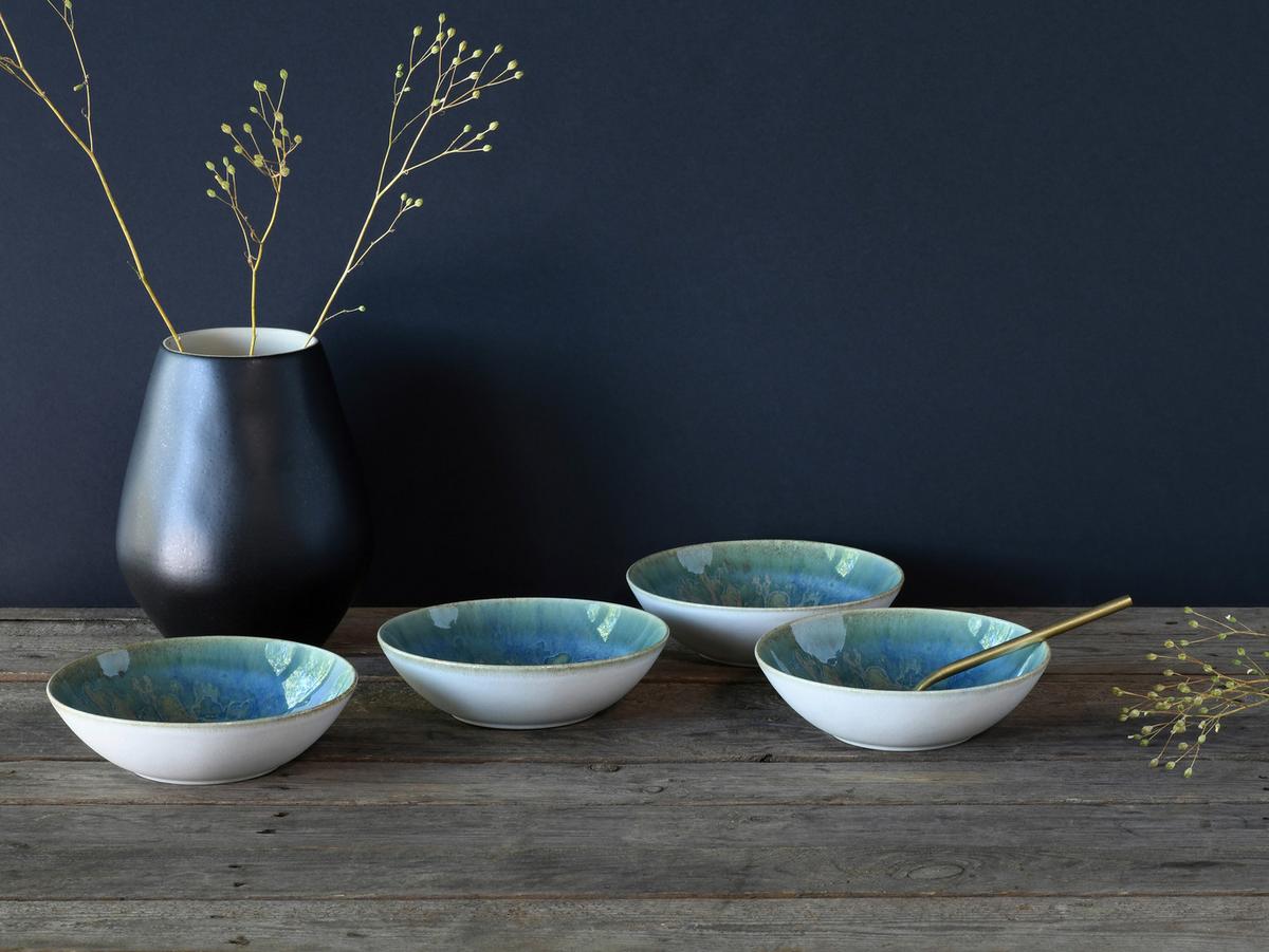 YUKi Servierschalenst Blau/Grün 4-teilig - Blau/Grün, Basics, Keramik (17cm) - Creatable