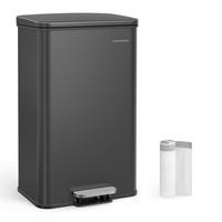 Abfallsammler Schwarz B: 34,5 cm - Schwarz, Basics, Kunststoff/Metall (34,5/59,5/32cm)