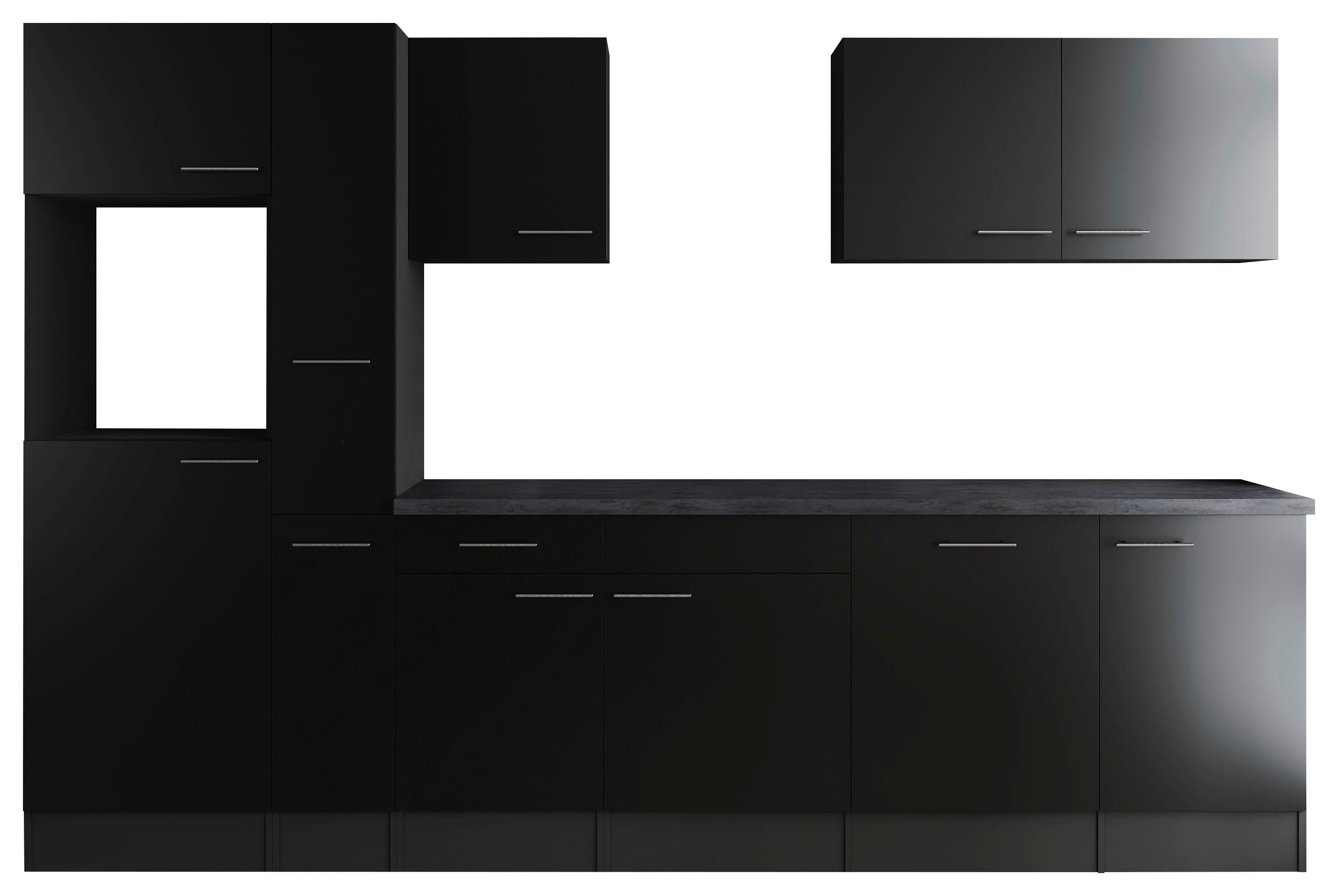 Küchenleerblock Oliver Grau, Schwarz B: 310 Cm - Schwarz/Grau, Design, Holzwerkstoff (310cm) - Respekta