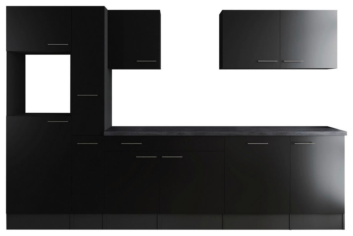 Küchenleerblock Oliver Grau, Schwarz B: 310 Cm - Schwarz/Grau, Design, Holzwerkstoff (310cm) - Respekta