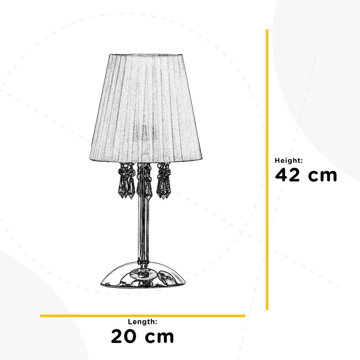 Kristall-Tischleuchte Weiß Chromfarben D: 20 cm - Chromfarben/Weiß, KONVENTIONELL, Glas/Textil (20/42cm)