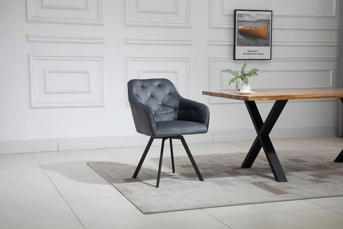 Armlehnstuhl Grau B: 61 Cm - Schwarz/Grau, MODERN, Textil/Metall (61/85/62cm) - Livetastic