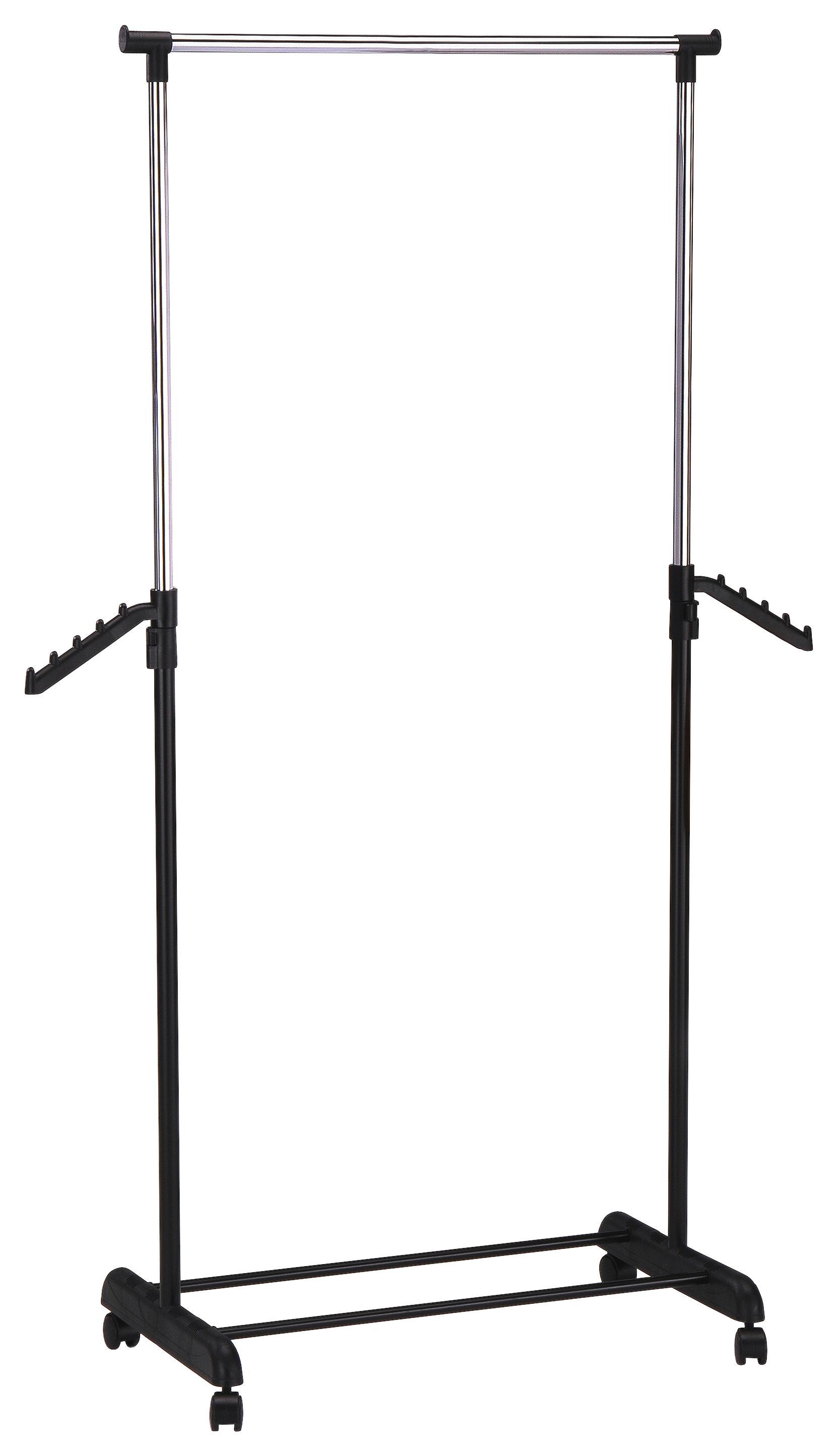 Gurulós Ruhaállvány Frank 2 - Króm/Fekete, modern, Műanyag/Fém (80/99-179/40cm)