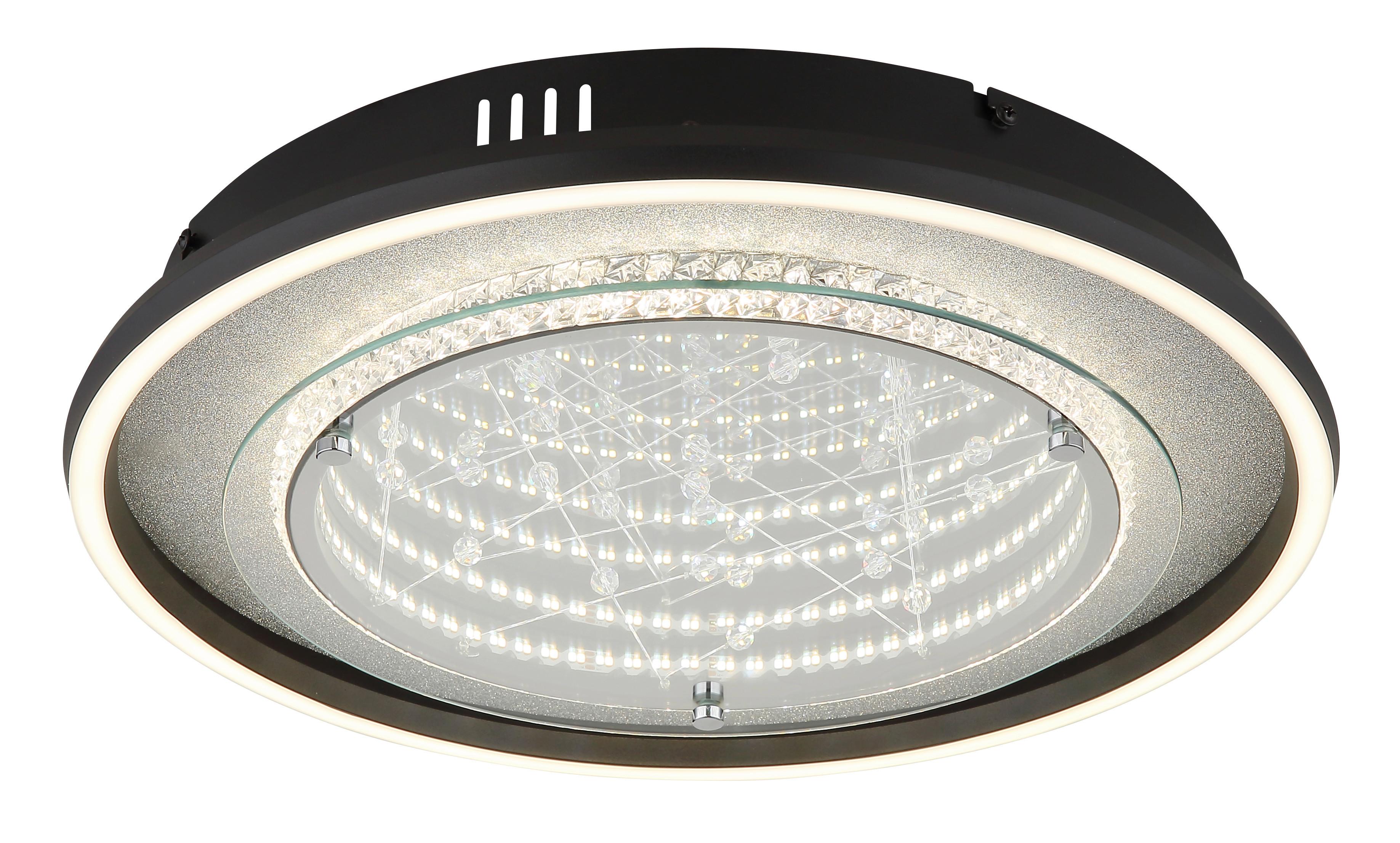 LED-Deckenleuchte Memory-Funktion - Klar/Silberfarben, Design, Glas/Kunststoff (40/6,8cm) - Globo