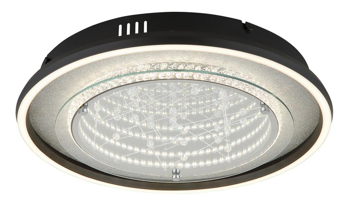 LED-Deckenleuchte Memory-Funktion - Klar/Silberfarben, Design, Glas/Kunststoff (40/6,8cm) - Globo