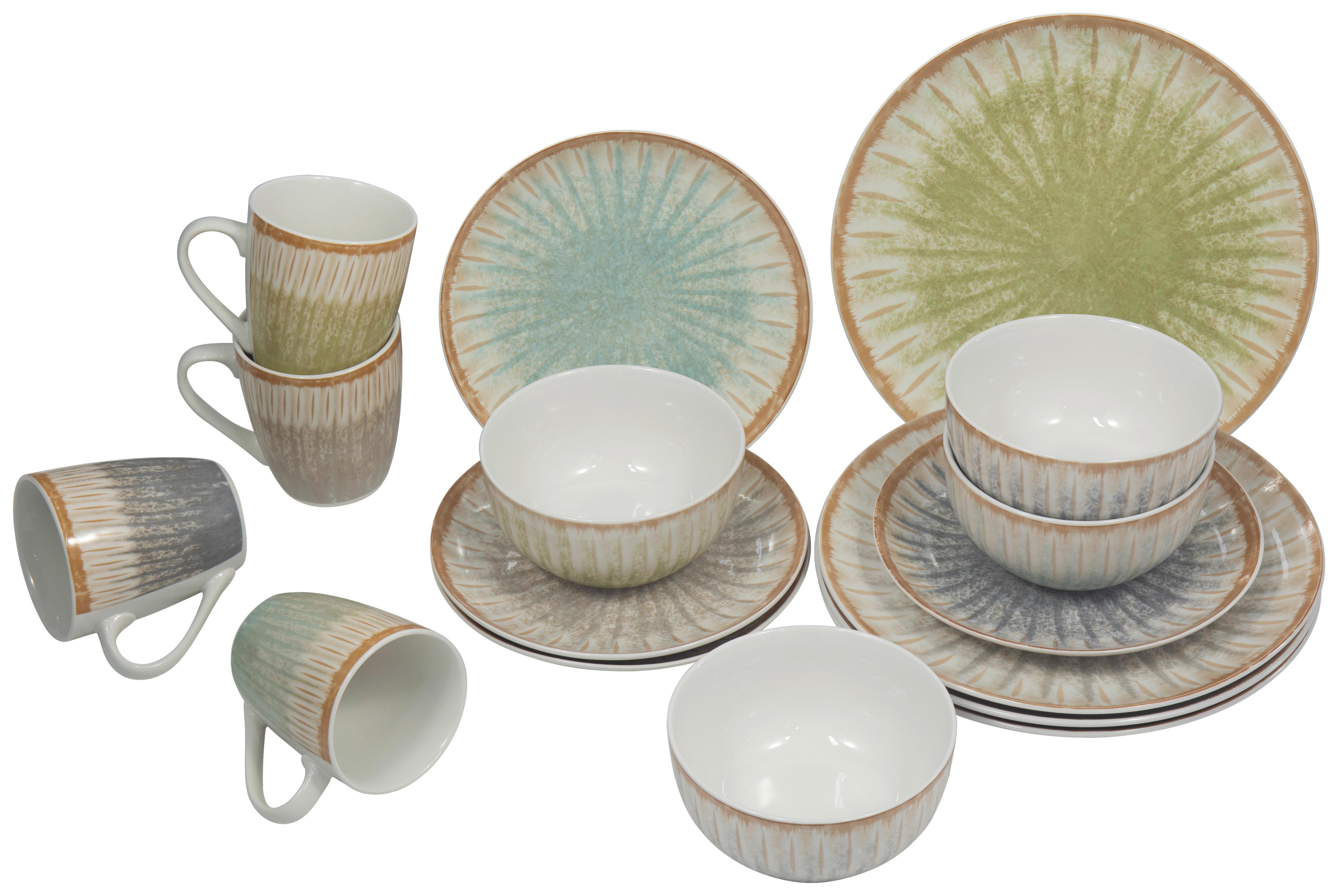 Kombinovaná souprava 16-dielny - šedá/zelená, Konvenční, keramika - Mömax