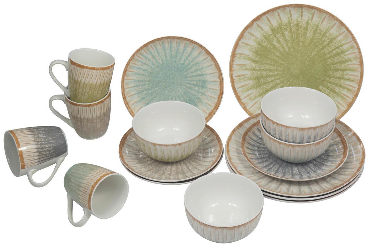 Kombinovaná souprava 16-dielny - šedá/zelená, Konvenční, keramika - Mömax