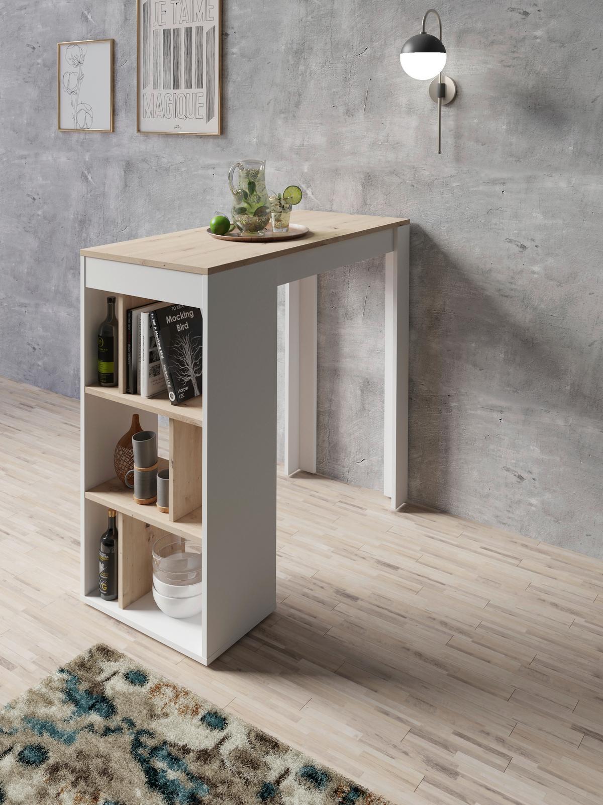 Bartisch Moby B: 110cm Eiche Artisan - Weiß/Eiche Artisan, MODERN, Holzwerkstoff (110/50/104cm) - MID.YOU