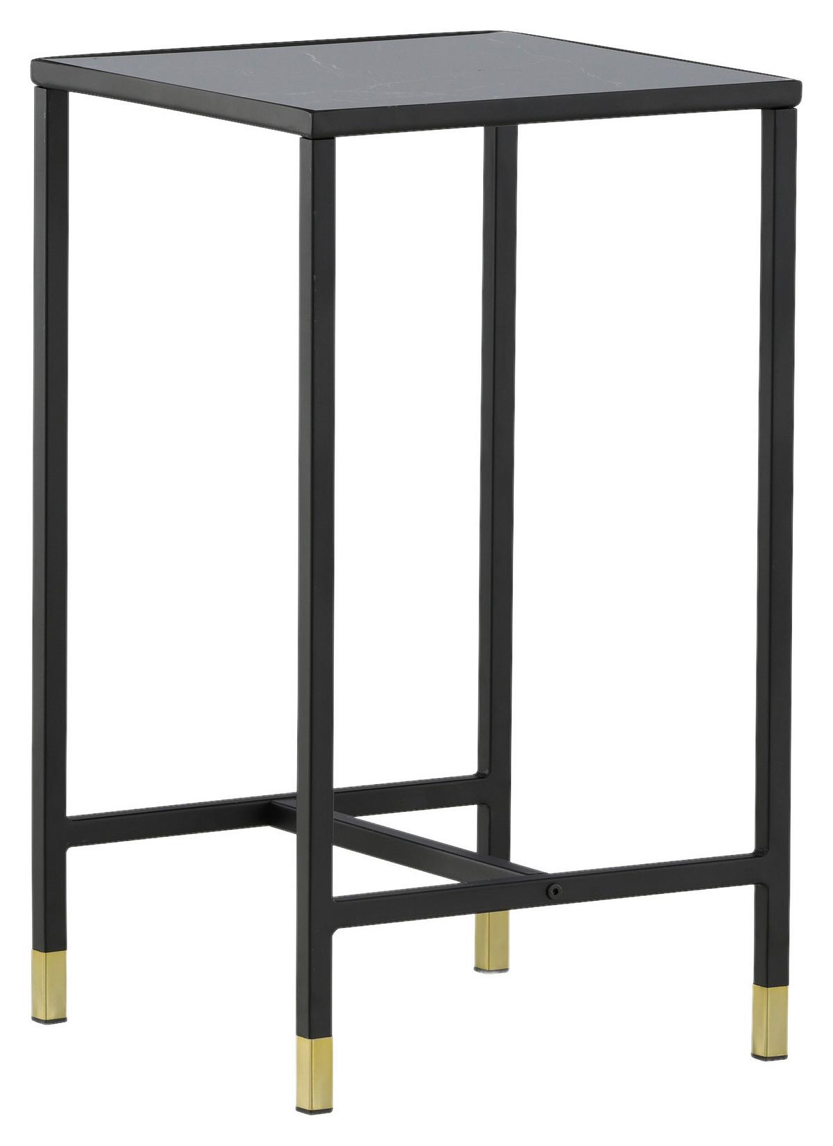 Beistelltisch Dipp - Messingfarben/Schwarz, Design, Glas/Metall (40/40/70cm) - Livetastic