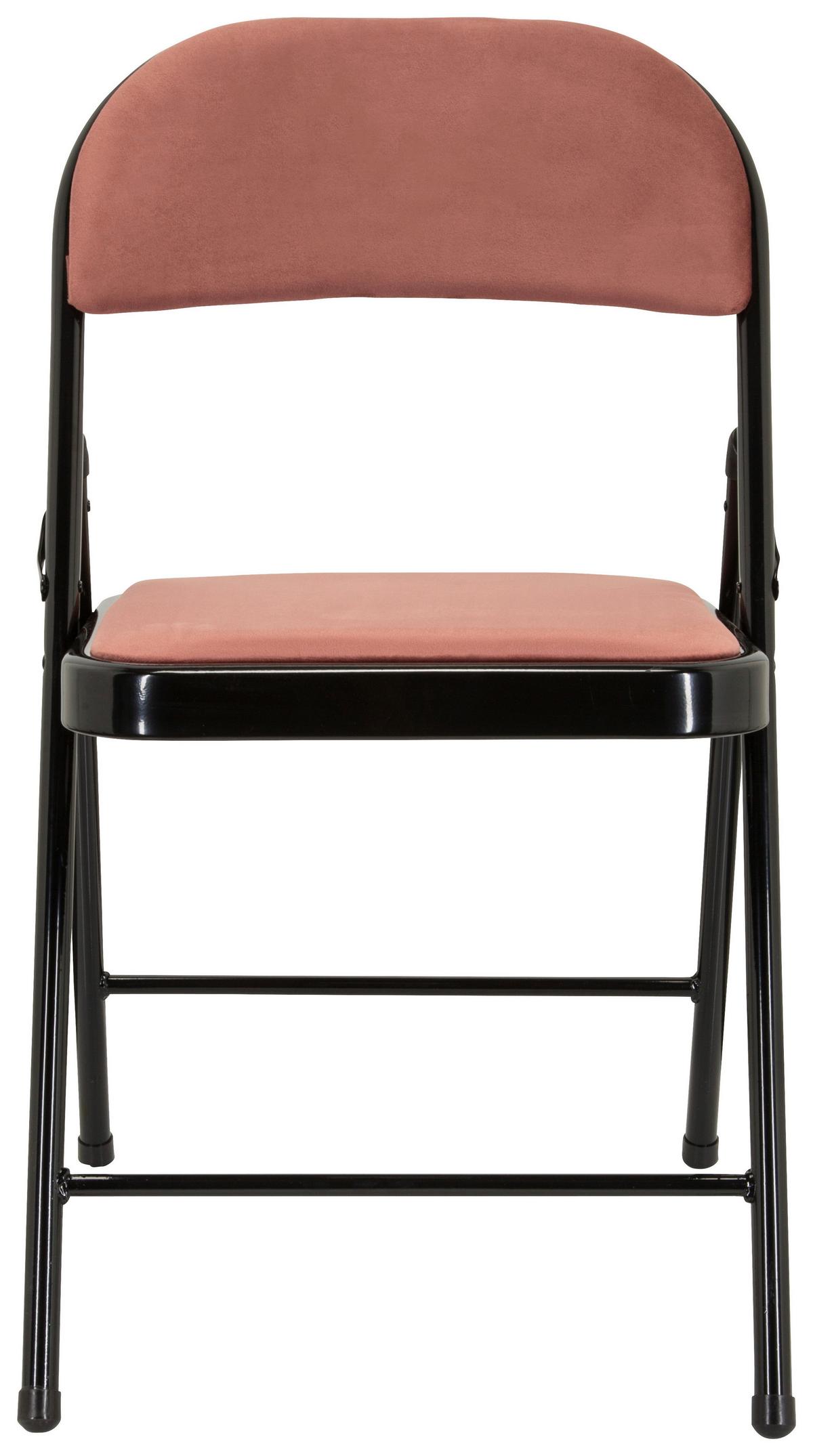 Klappstuhl Tudela I Rosa/Schwarz Samt - Schwarz/Rosa, Basics, Textil/Metall (44/80/49cm) - MID.YOU