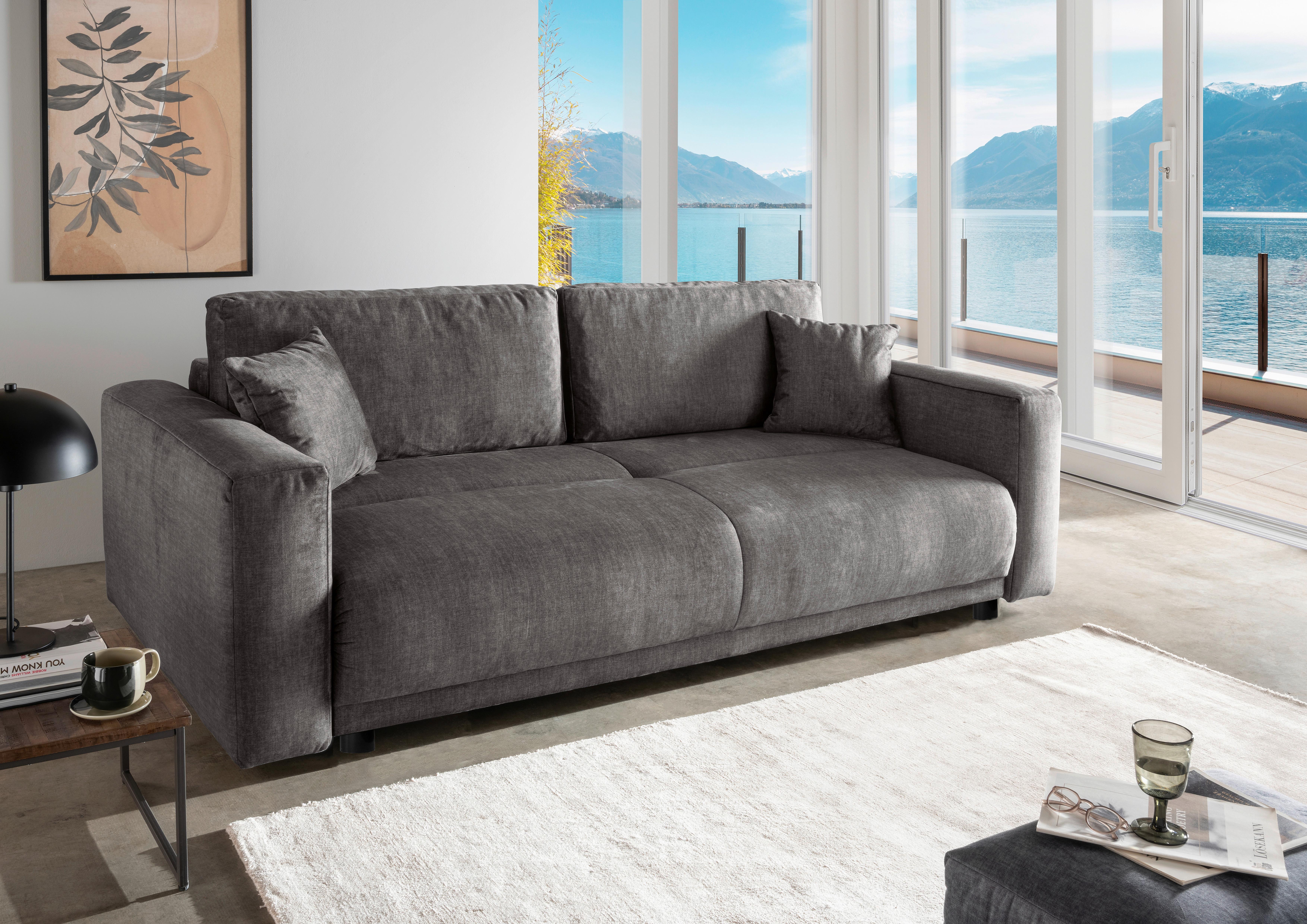 Schlafsofa Longo, Grau B: 245 cm - Schwarz/Grau, MODERN, Textil (245/86/126cm) - Livetastic