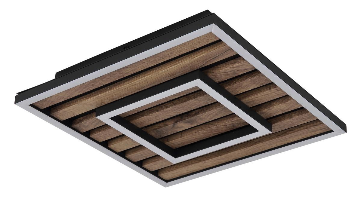 Led Mennyezeti Lámpa 67345d Woody - sötétbarna/fekete, Natur, műanyag/faalapú anyag (30/30/6cm) - Globo