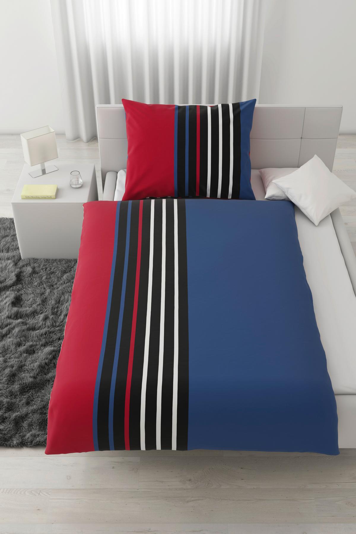POVLEČENÍ Anton, 70x90/140x200cm - modrá/červená, Konvenční, textil (140/200cm) - Modern Living