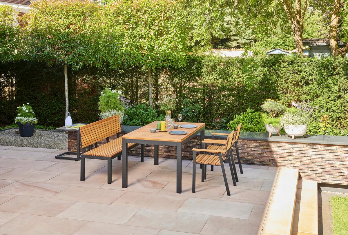 Gartenbank Holz N86393 2-Sitzer - Anthrazit/Robinienfarben, KONVENTIONELL, Holz/Metall (146/84/57,5cm) - Siena Garden