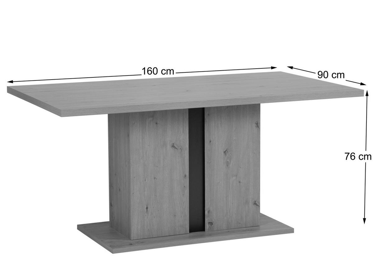 Esstisch Levi Eiche Artisan L 160 cm - Schwarz/Eiche Artisan, MODERN, Holzwerkstoff (160/90/76cm) - Livetastic