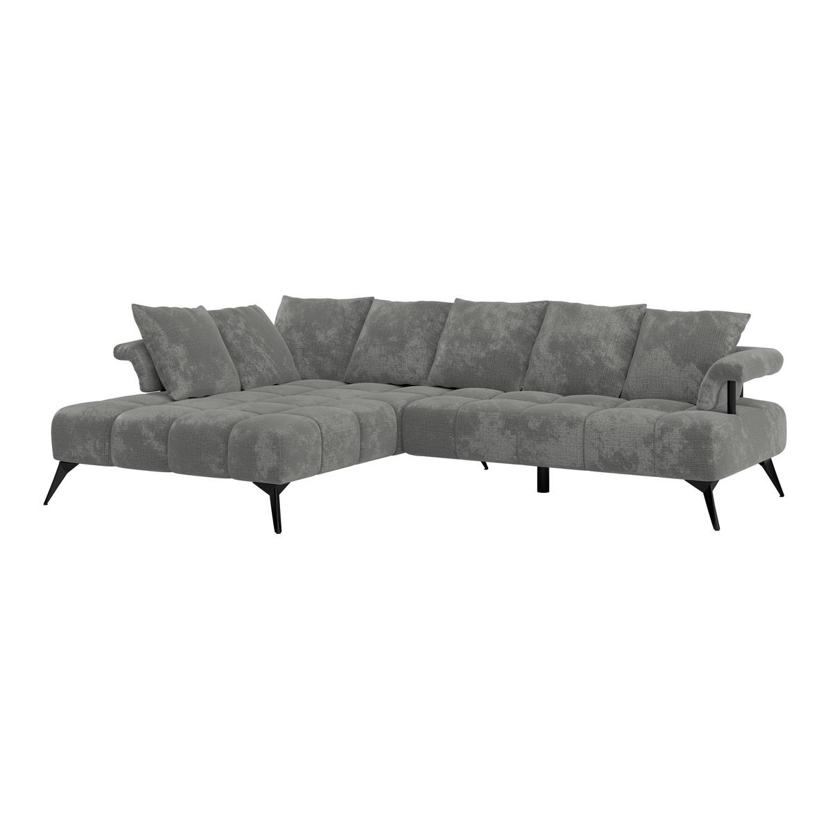 Ecksofa Vanessa Grau 200x297 Cm - Schwarz/Grau, MODERN, Textil (200/297cm)