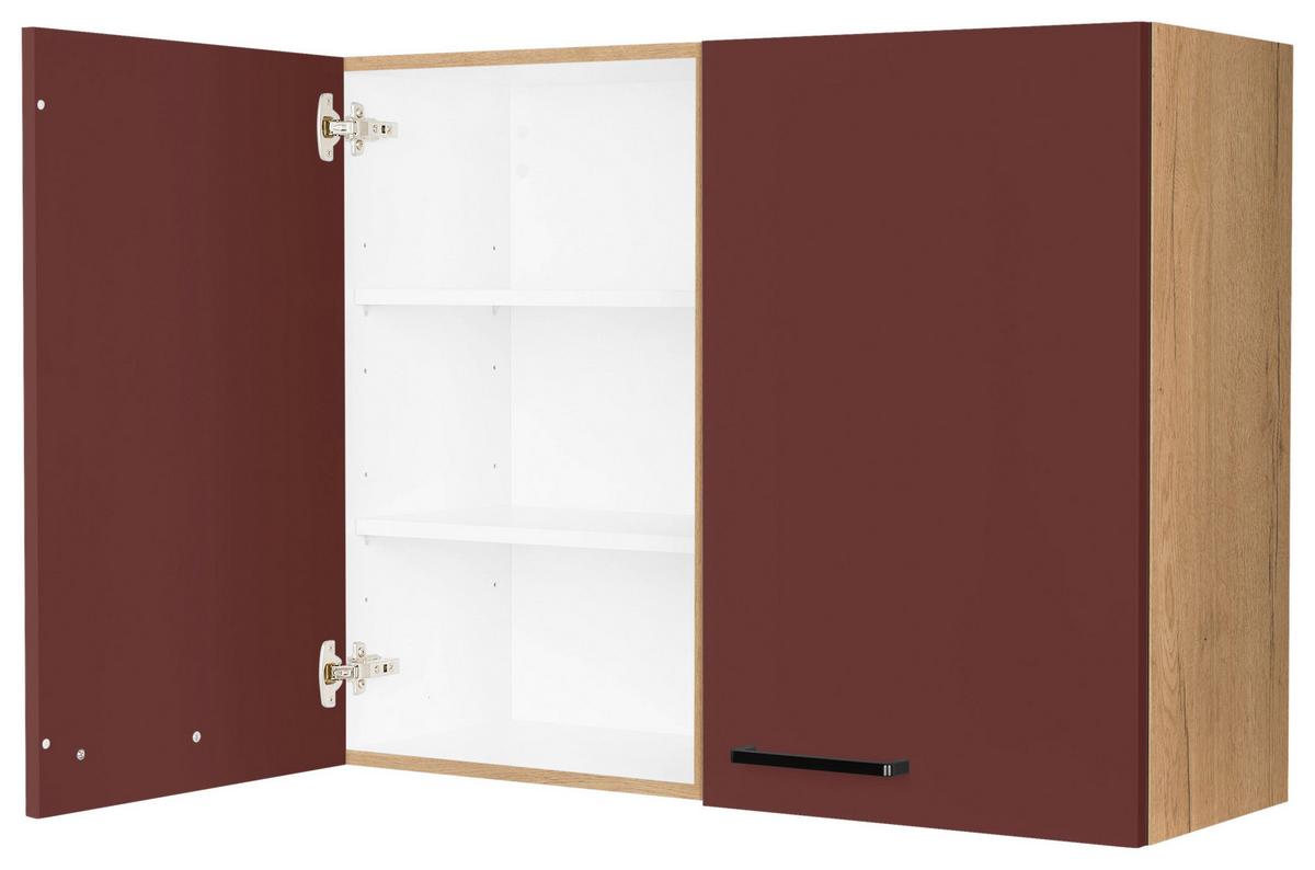 Küchenoberschrank Easytouch - Eichefarben/Rot, MODERN, Holzwerkstoff (90/72/35cm) - Nobilia