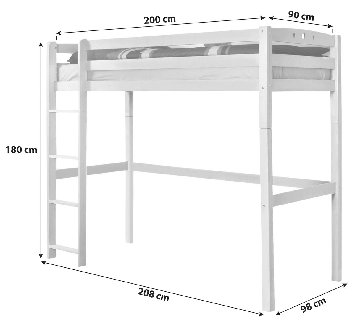 Vysoká postel TOLLY R bílá - bílá, Basics, dřevo (90/200cm) - MID.YOU