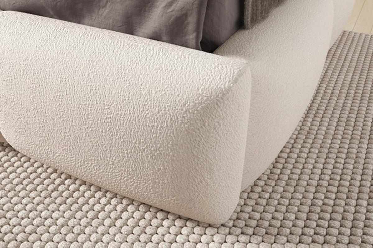 Polsterbett Bero Boucle Weiß, Lf: 180x200 Cm - Ecru/Buchefarben, Trend, Holz/Textil (180/200cm)
