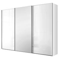 Schwebetürenschrank Lumos Weißglas Mit Spiegel, B: 249cm - Weiß, Trend, Glas/Holzwerkstoff (249/222/68cm) - Luca Bessoni