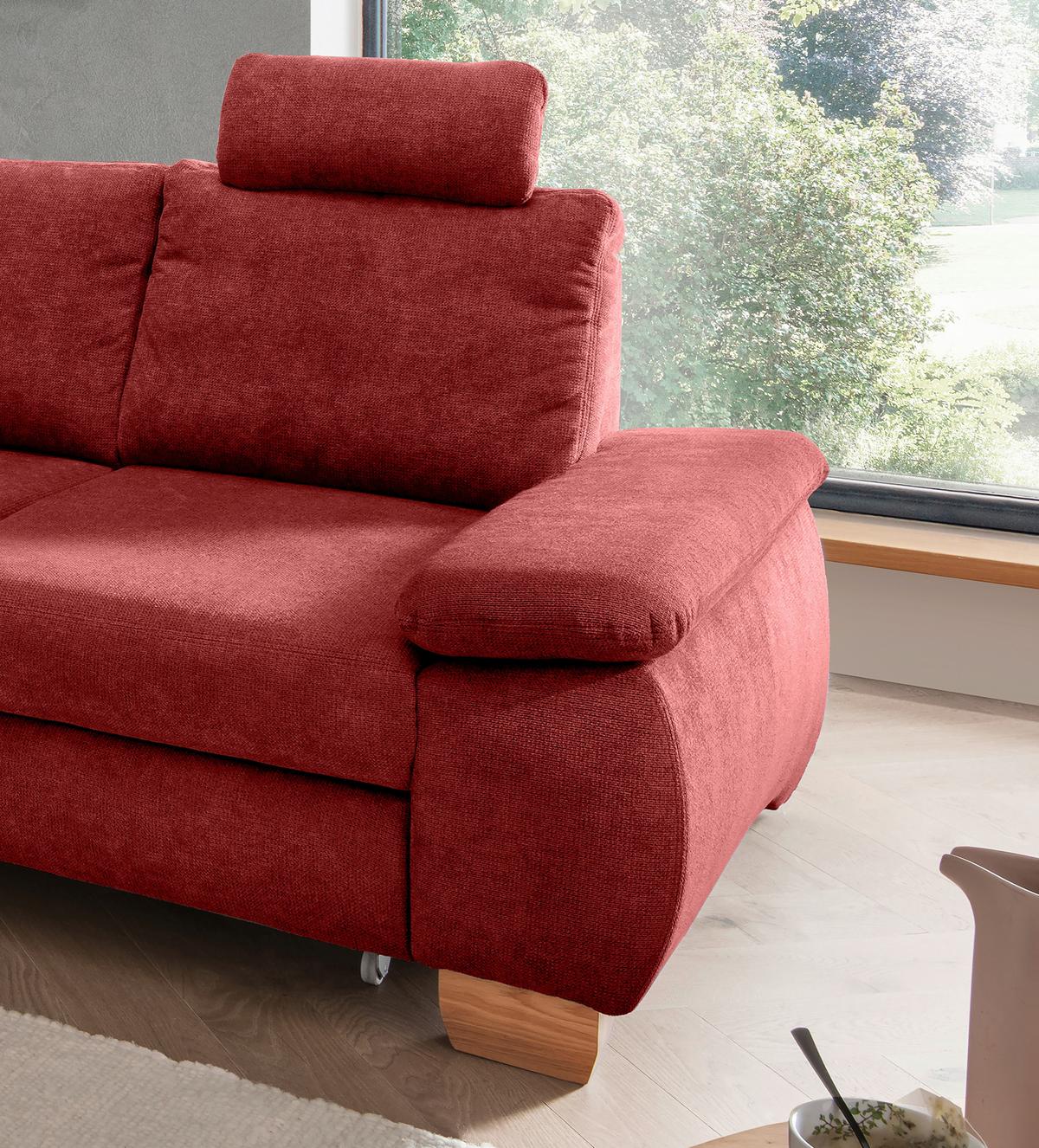 Eckschlafsofa Positano, Rot S: 206x261 Cm - Wildeiche/Rot, MODERN, Textil (206/261cm) - Livetastic