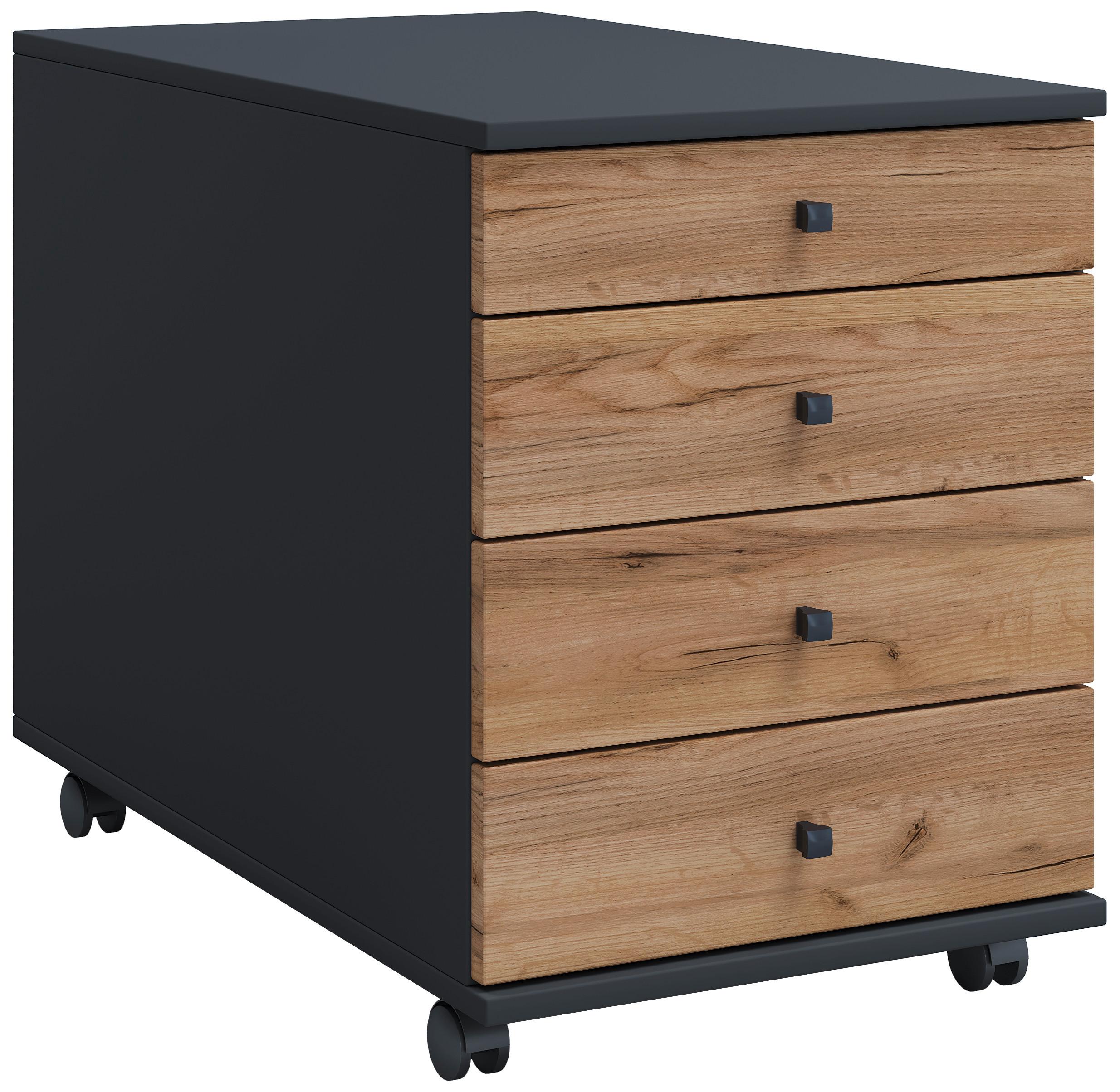 Rollcontainer Lona Anthrazit Honigeiche Dekor - Honigeiche/Anthrazit, Design, Holzwerkstoff/Kunststoff (42/57/75cm) - MID.YOU