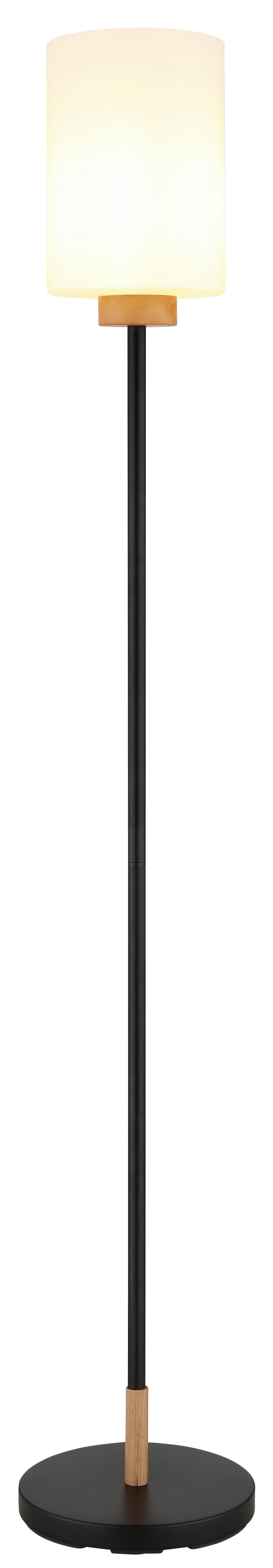 STOJACÍ LAMPA ROWENA - bílá/barvy dubu, Design, kov/dřevo (25/150cm) - Globo