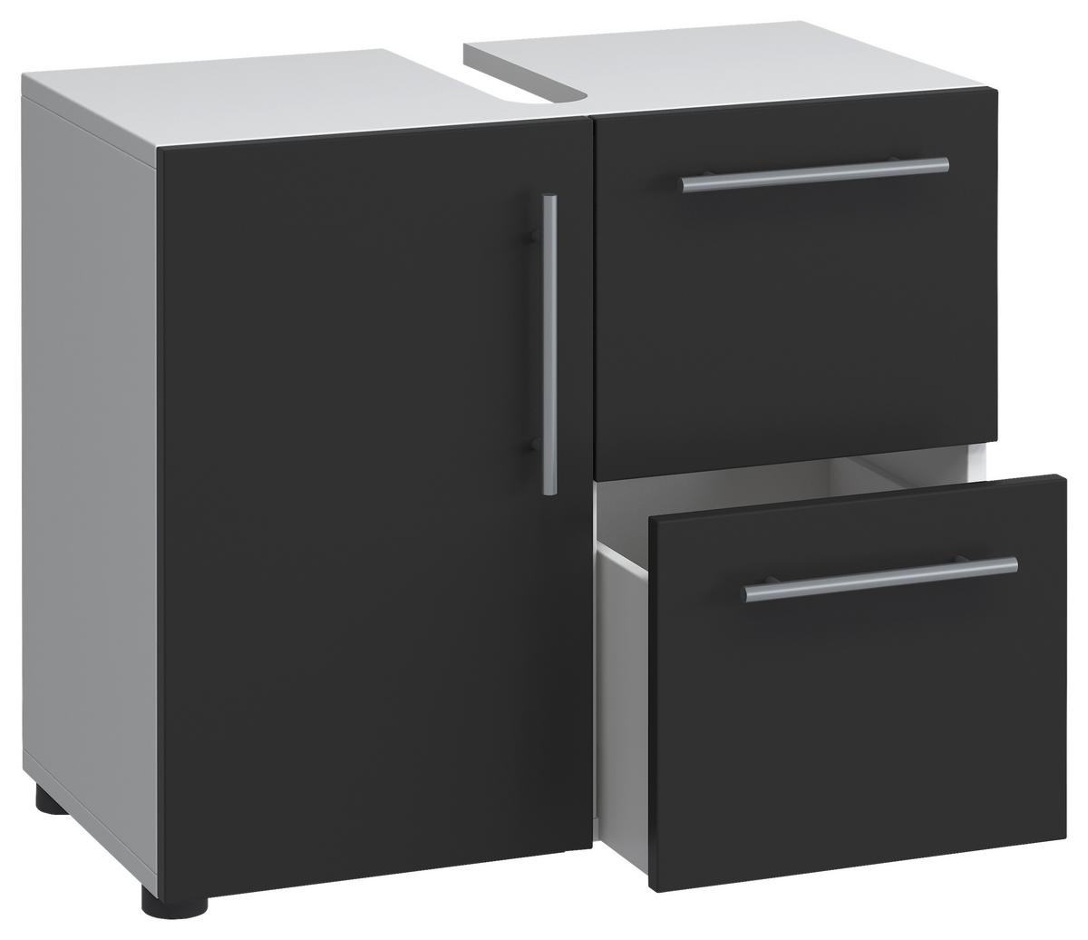Badmöbel-set 4-tlg. Flandu B: 123 Cm Schwarz/weiß - Schwarz/Weiß, KONVENTIONELL, Holzwerkstoff (120cm) - MID.YOU