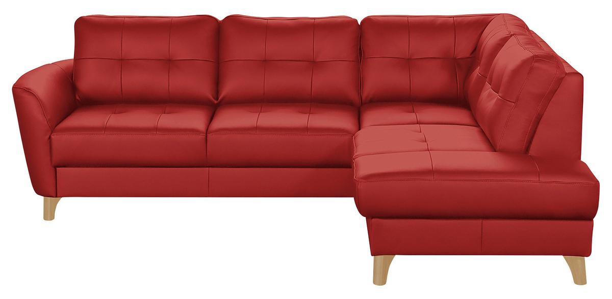 Ecksofa Nordic Rot S: ca. 236x190 cm - Buchefarben/Rot, Design, Leder/Textil (236/190cm) - Livetastic