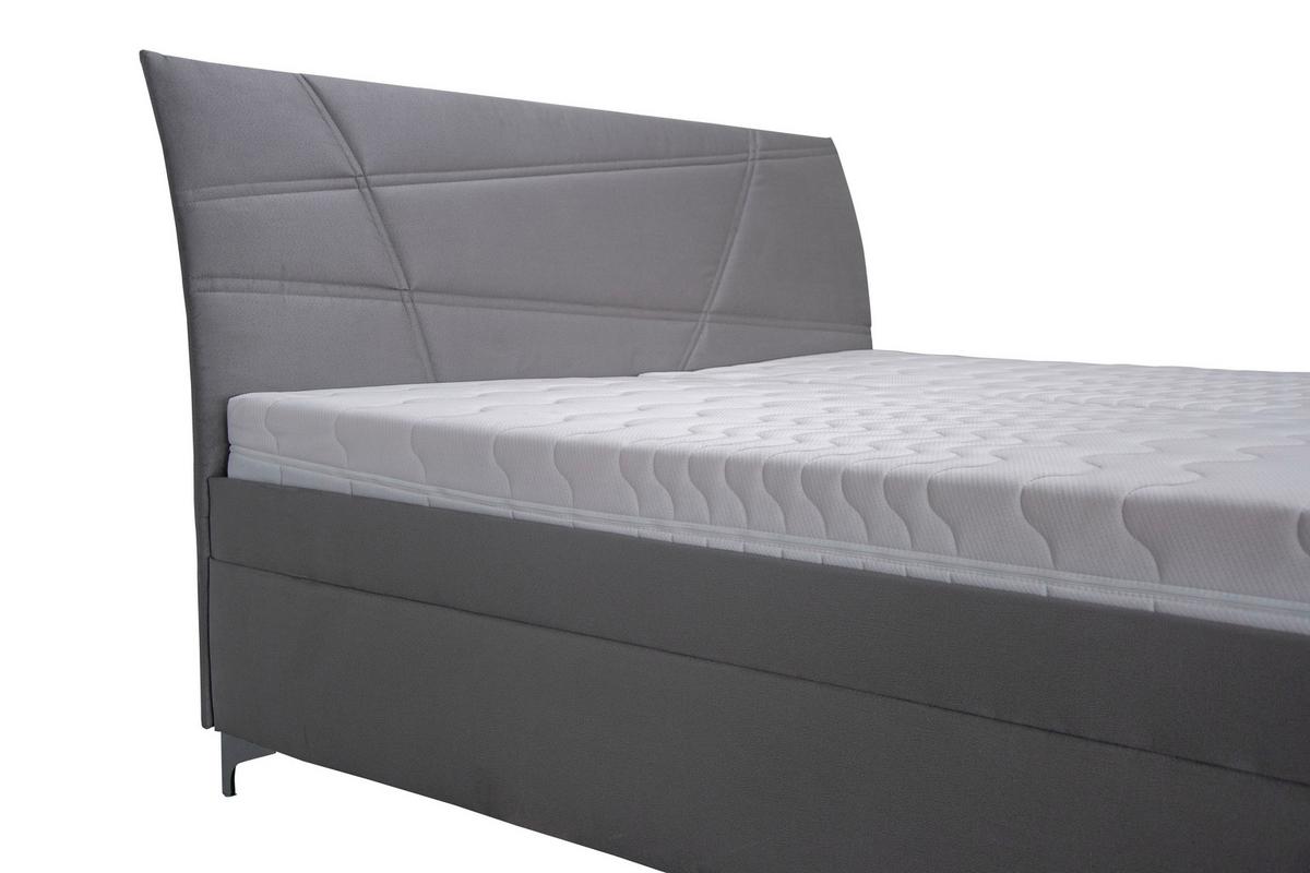 Čalouněná postel LAUREN 160x200, šedá koženka - šedá/bílá, Konvenční, dřevo/textil (160/200cm)