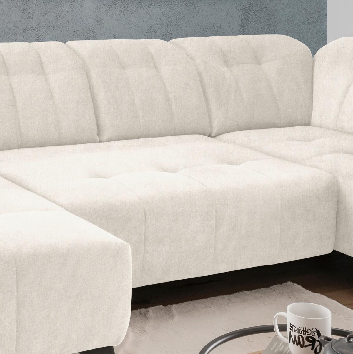 Ecksofa, Sitzvorzug Elektrisch Sano, Creme, 180x337x200 Cm - Creme/Schwarz, MODERN, Textil (180/337/200cm) - Livetastic