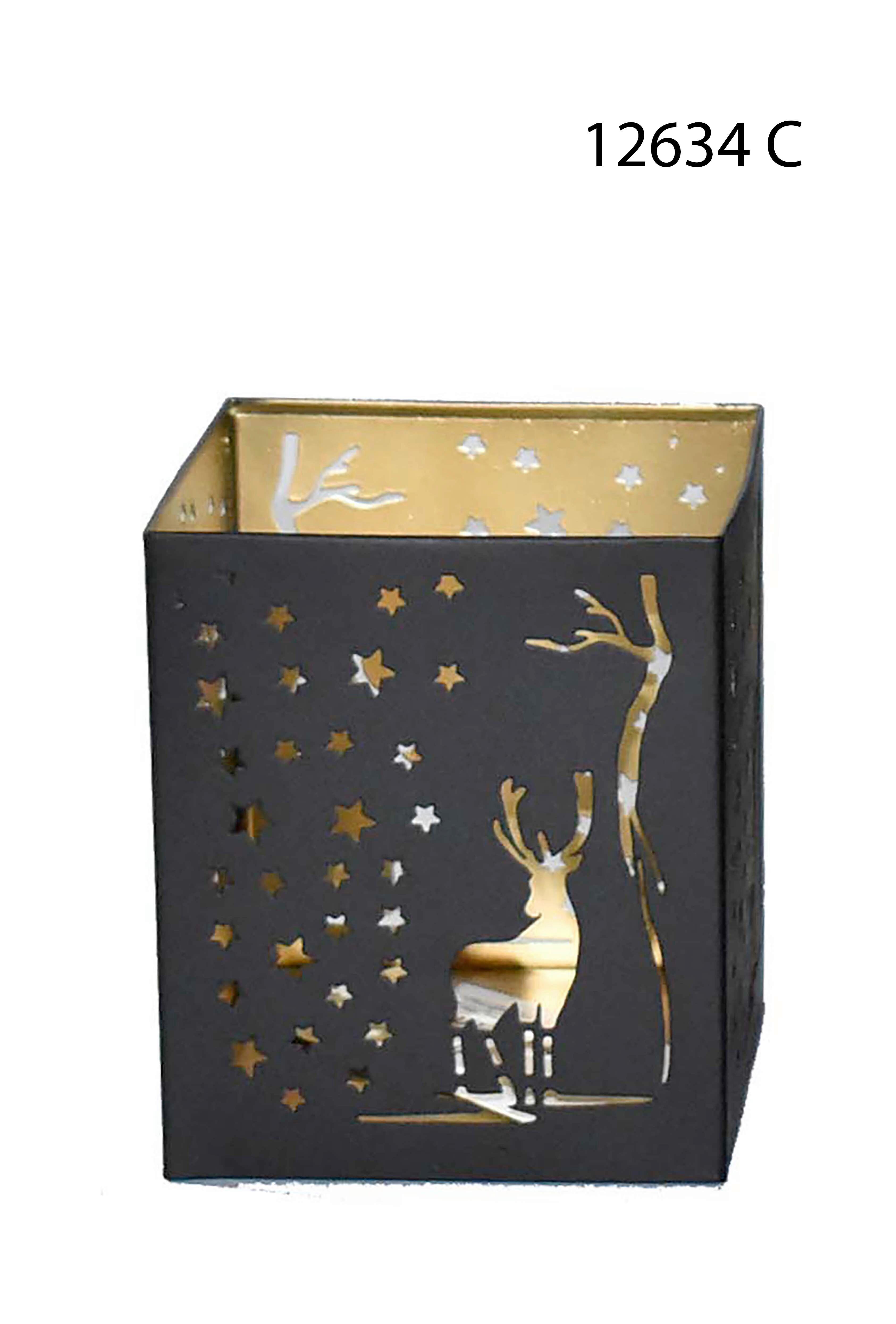 Laterne Sofia - Goldfarben/Schwarz, KONVENTIONELL, Metall (10/10/12cm) - Luca Bessoni
