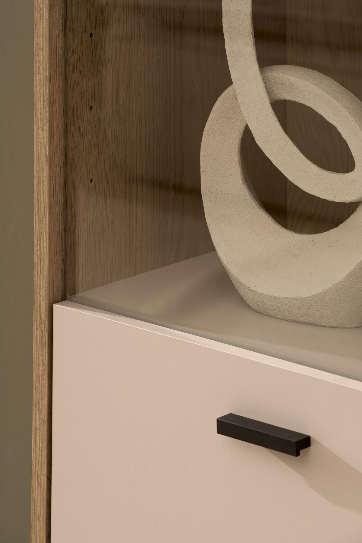Vitrine Fredericia Eichefarben Kaschmir B: 80 cm - Kaschmir/Eichefarben, Design, Glas/Holzwerkstoff (80/150/35cm) - MID.YOU
