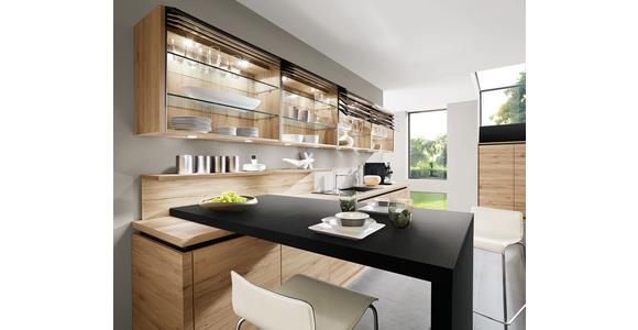 Einbauküche Riga Frei Planbar Modern, Grifflos - Eichefarben/Schwarz, MODERN, Holzwerkstoff - Vertico