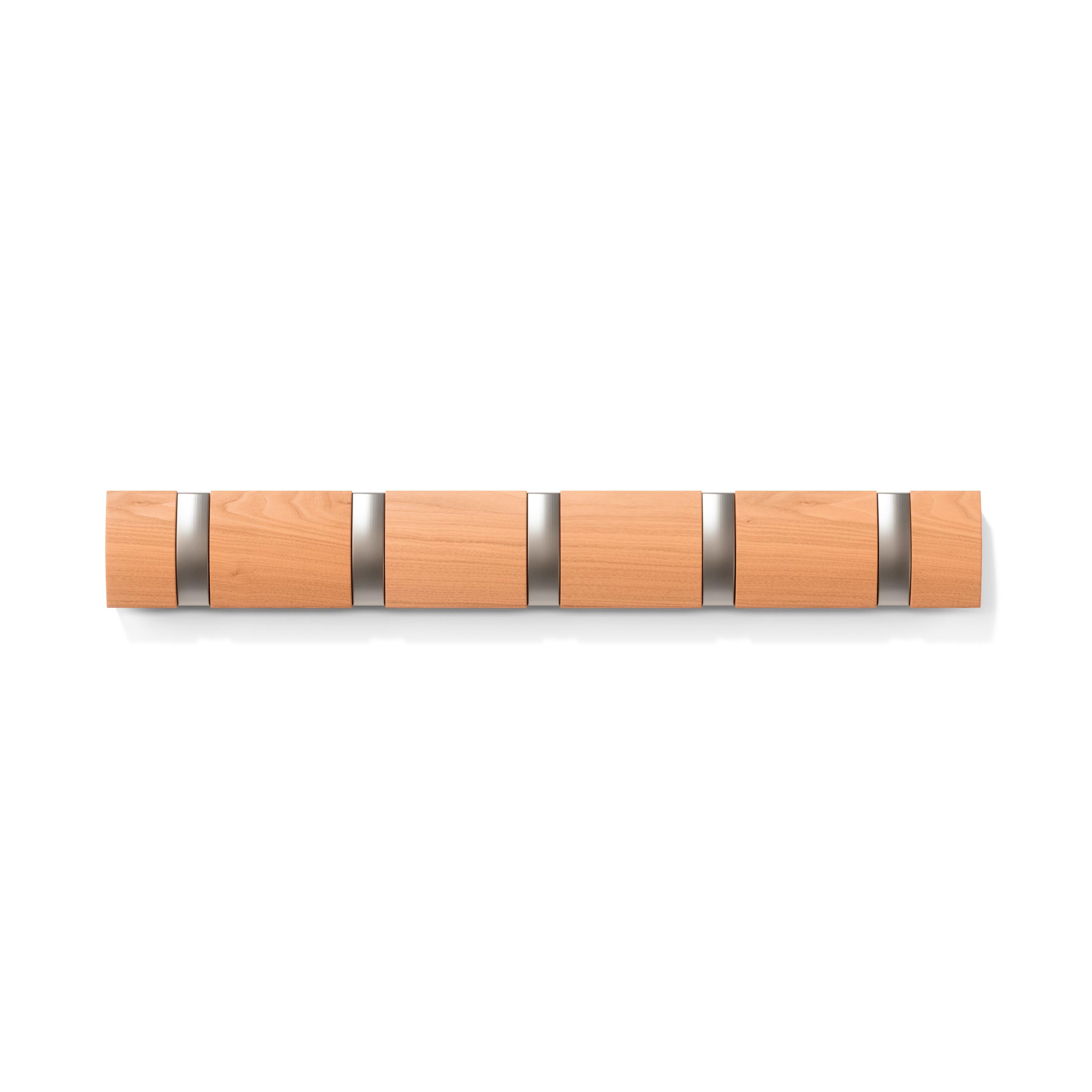 LIŠTA S HÁČIKMI FLIP 5 - prírodná farba, Modern, drevo/plast (51/6/3cm) - Mömax