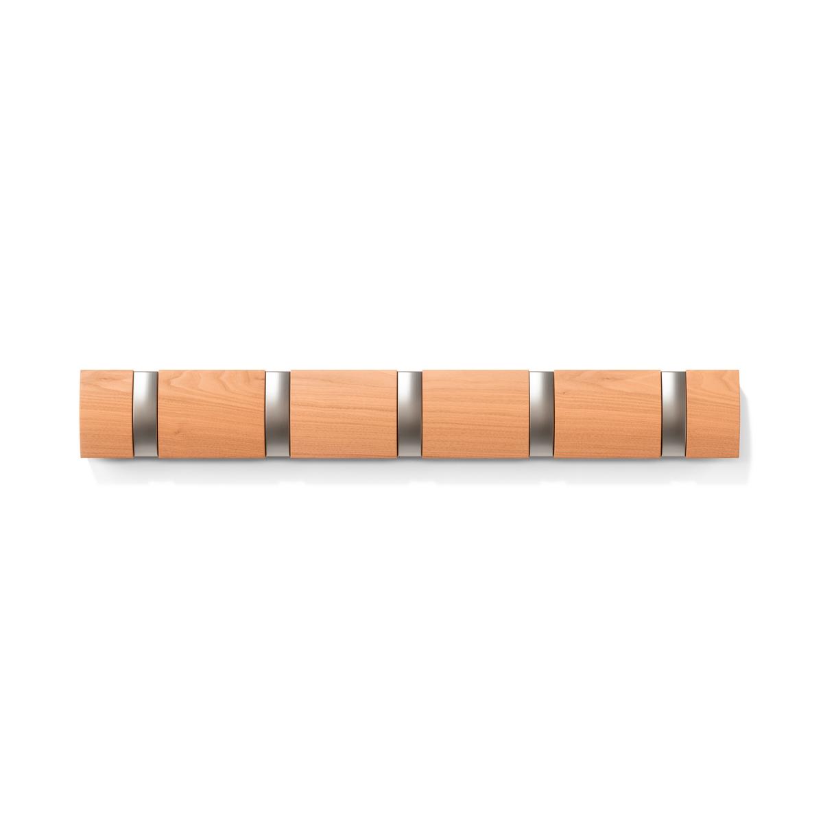 LIŠTA S HÁČIKMI FLIP 5 - prírodná farba, Modern, drevo/plast (51/6/3cm) - Mömax