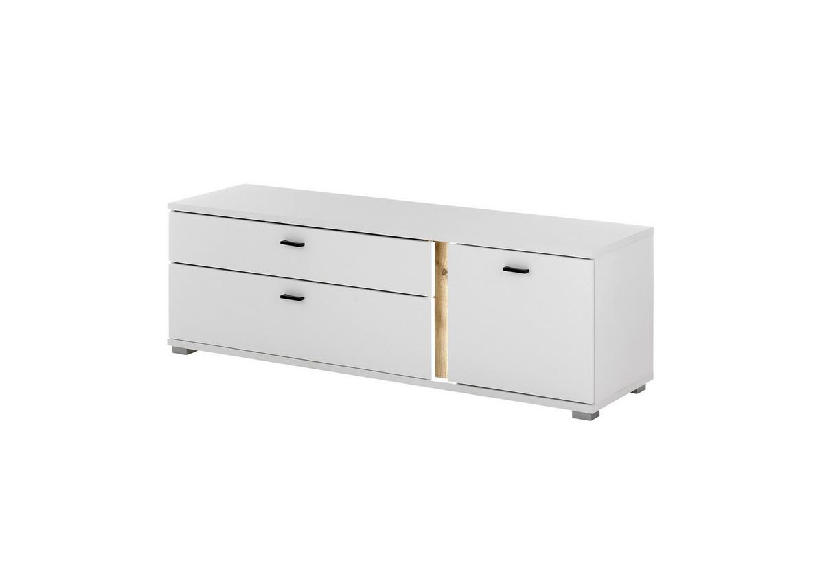 Lowboard Long Island Weiß/Eiche Wotan B: 150 cm - Silberfarben/Eiche Wotan, Design, Holzwerkstoff (150/45/42cm) - MID.YOU