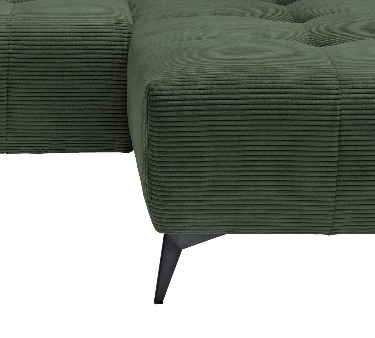 Ecksofa mit USB Anschluss Sano, Dunkelgrün,s: 258x180 cm - Dunkelgrün/Schwarz, MODERN, Textil (258/180cm) - Livetastic