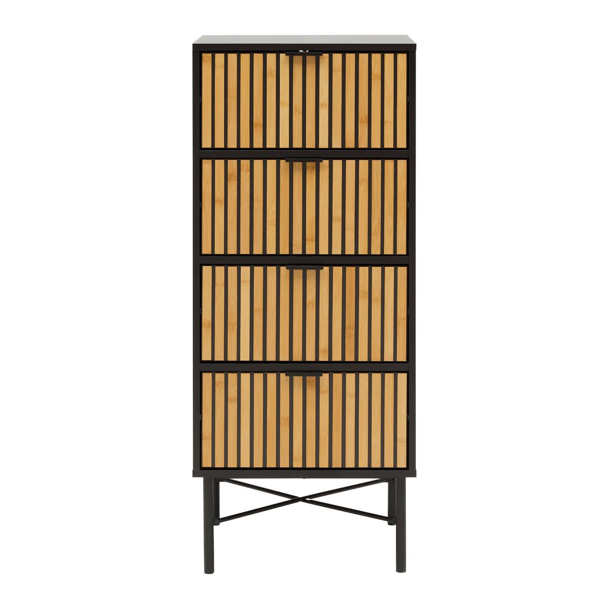 KOMODA MADRID -EXKLUSIV- - černá/přírodní barvy, Moderní, kov/dřevo (48/114/40cm) - Mömax