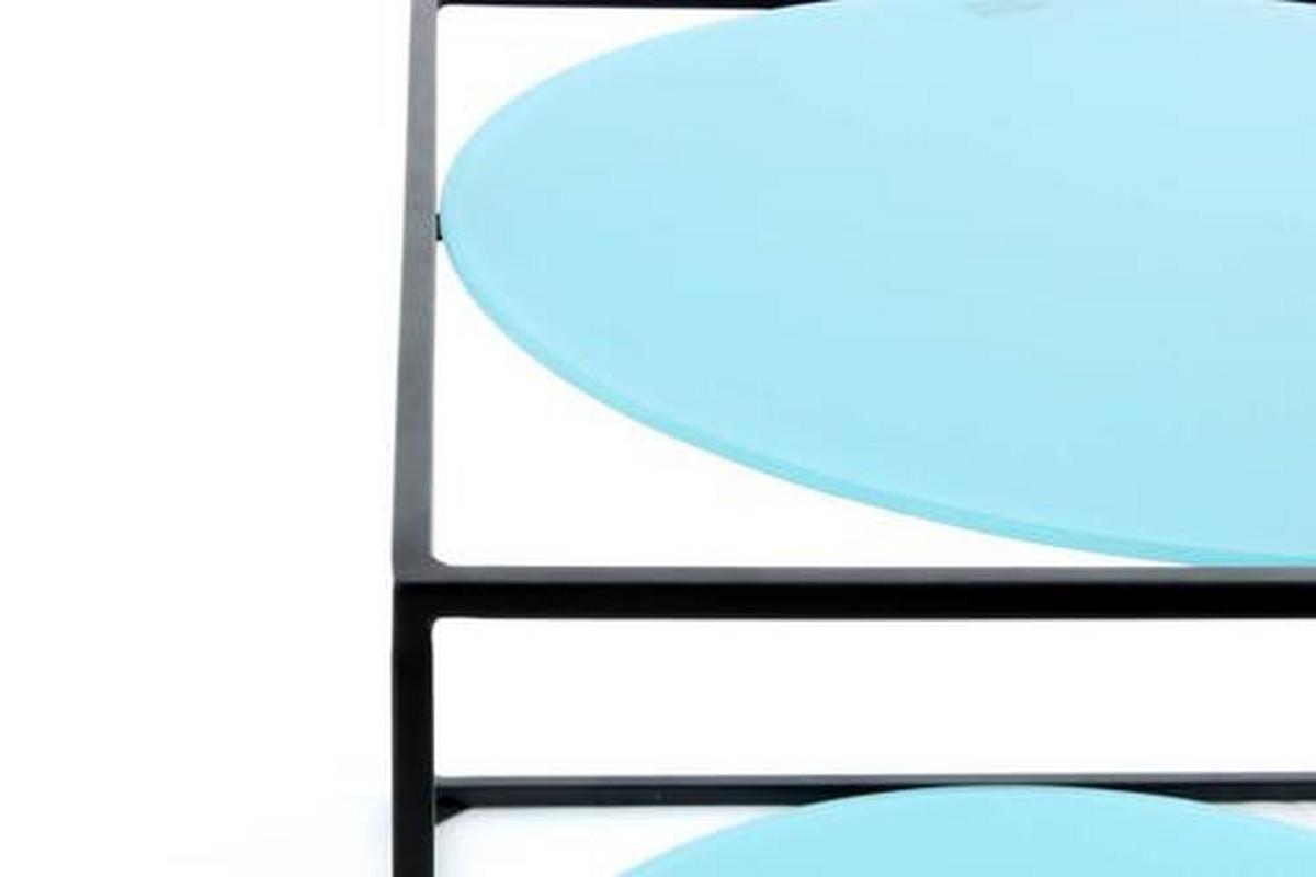 Beistelltisch In Würfelform Cody, Schwarz/blau - Blau/Schwarz, Basics, Glas/Metall (50/50/36cm) - Kayoom