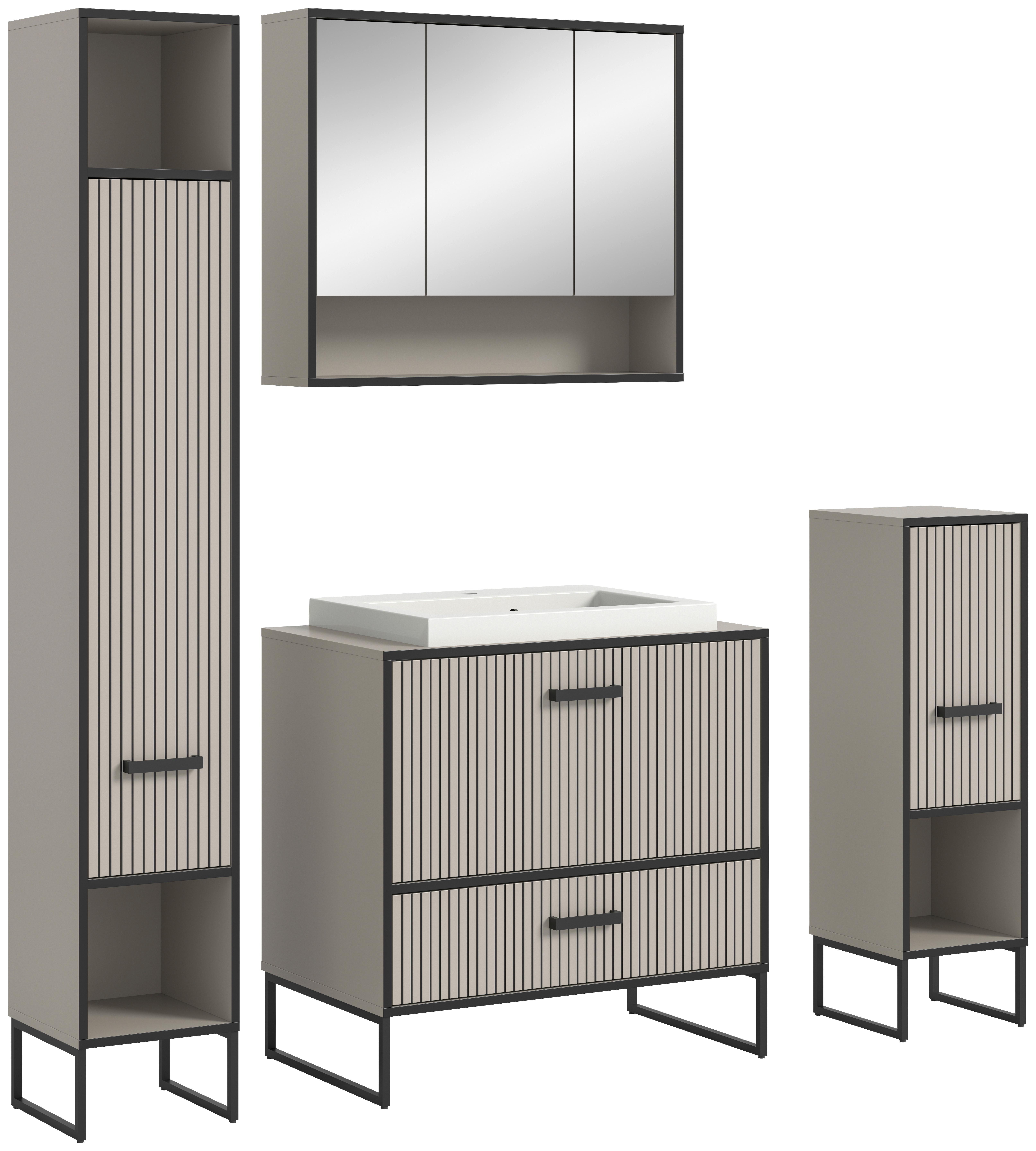 Badezimmer Bagno Schwarz/kaschmir B:140cm - Kaschmir/Schwarz, MODERN, Holzwerkstoff (140cm) - MID.YOU
