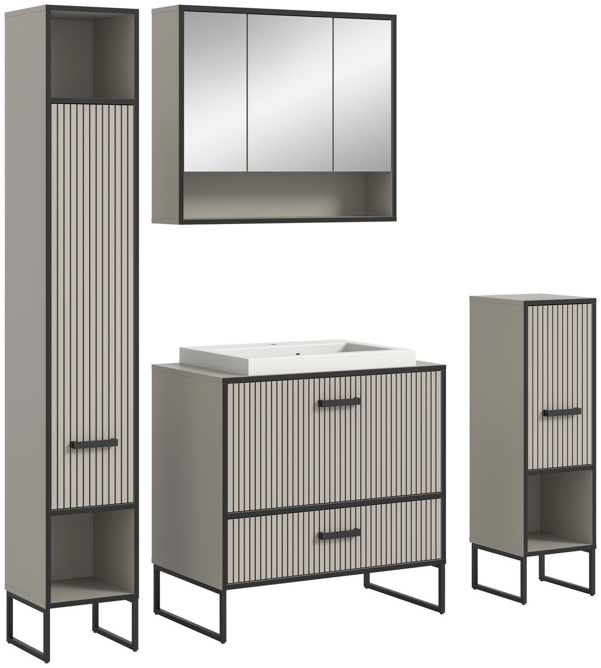 Badezimmer Bagno Schwarz/kaschmir B:140cm - Kaschmir/Schwarz, MODERN, Holzwerkstoff (140cm) - MID.YOU