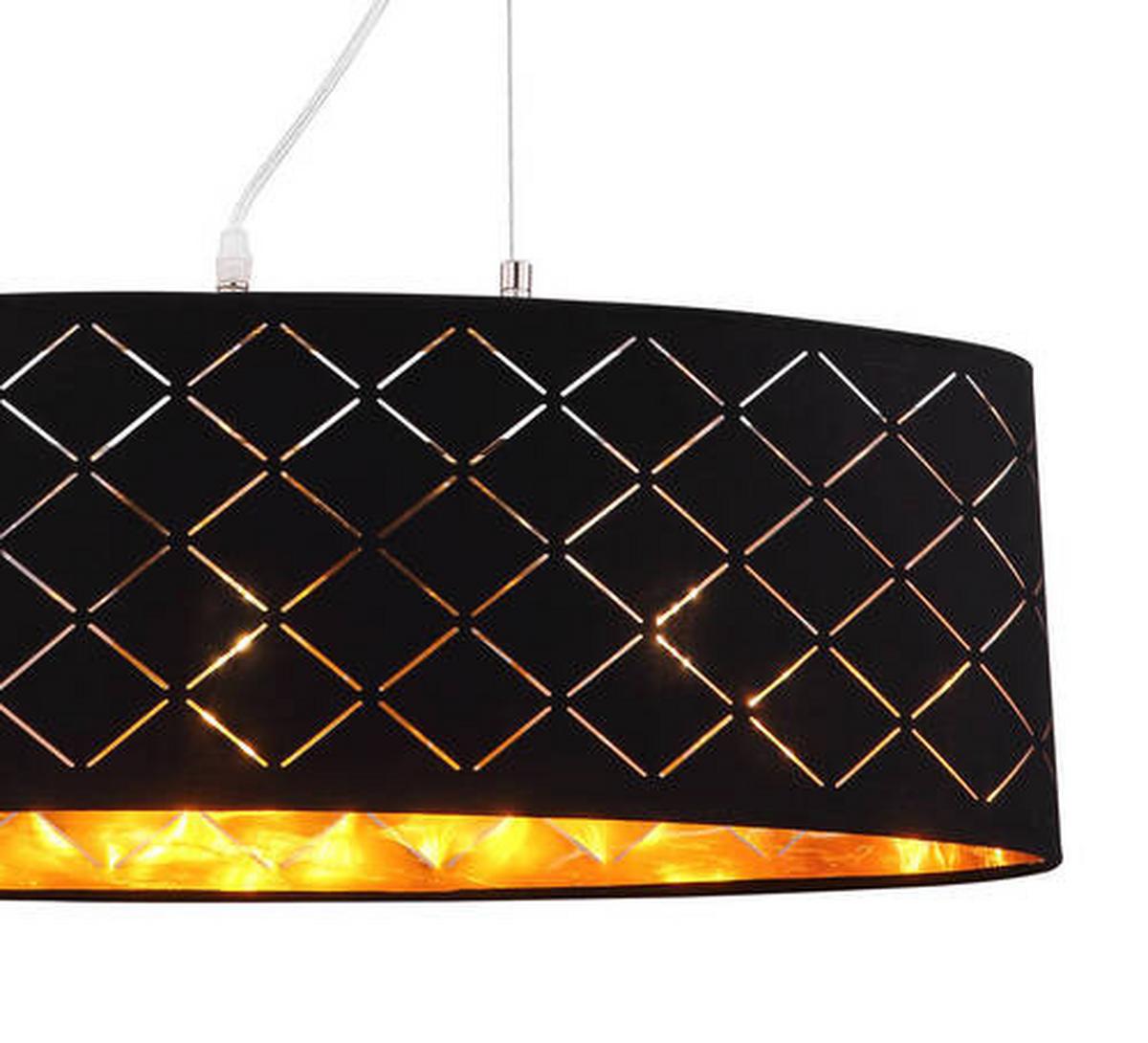 Hängeleuchte 15229h2lm - Goldfarben/Schwarz, Basics, Textil/Metall (65/25/140cm) - Globo
