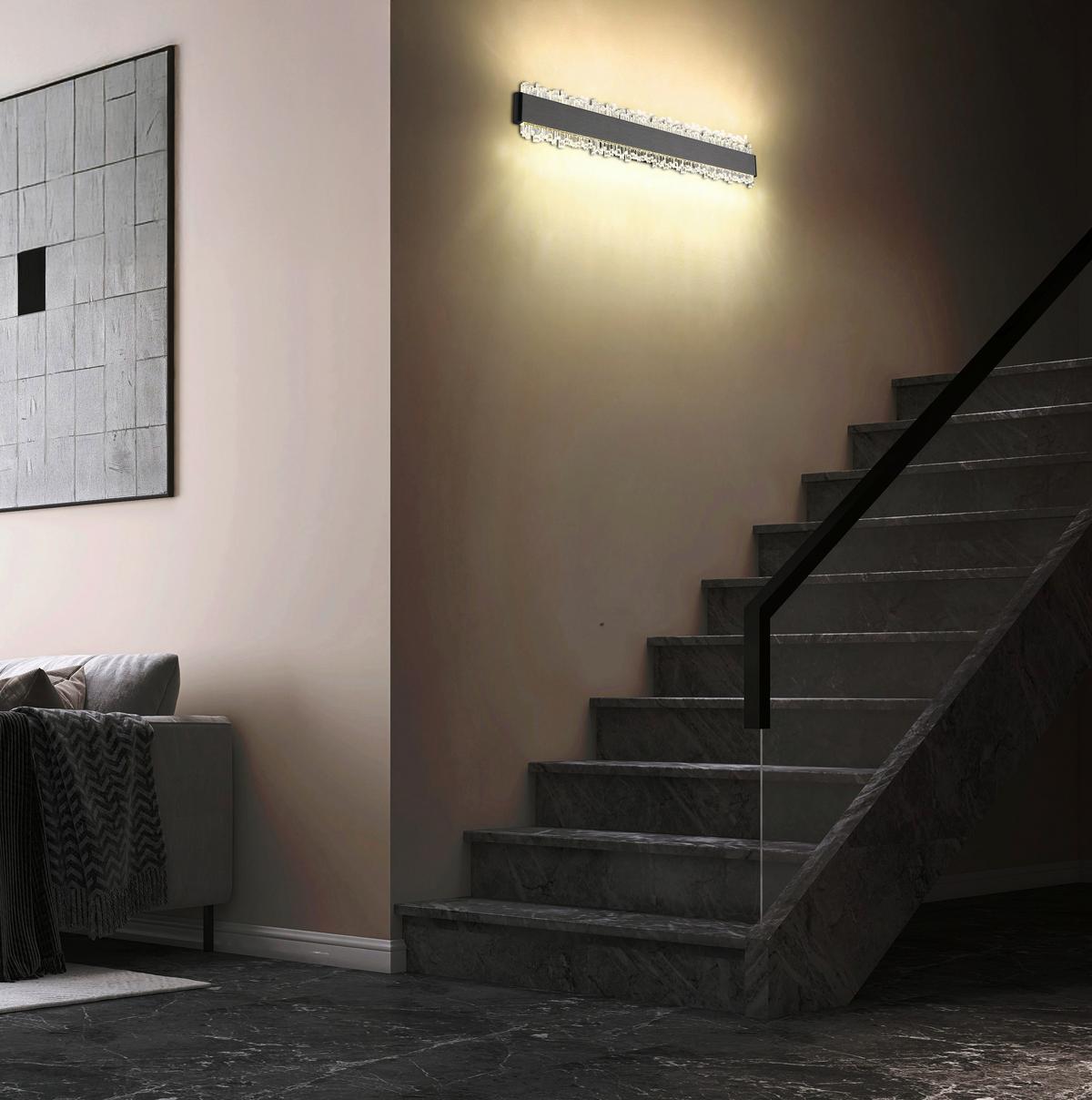 LED-Wandleuchte 4000k, 12w - Klar/Schwarz, Design, Kunststoff/Metall (48/8/4cm) - Globo