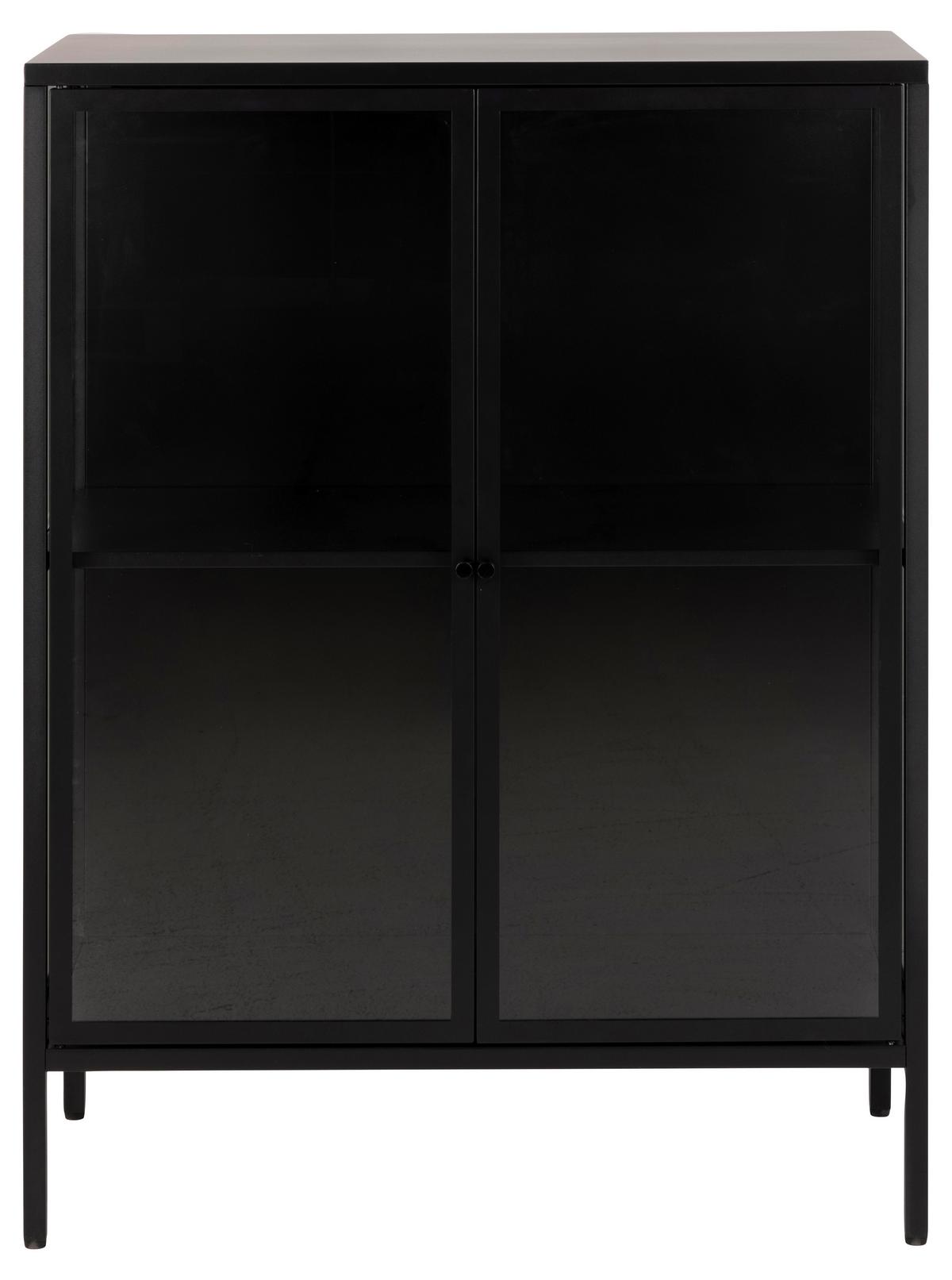 Komoda NEWCASTLE černá matní/kov - černá, Design, kov/sklo (80/98,7/40cm)